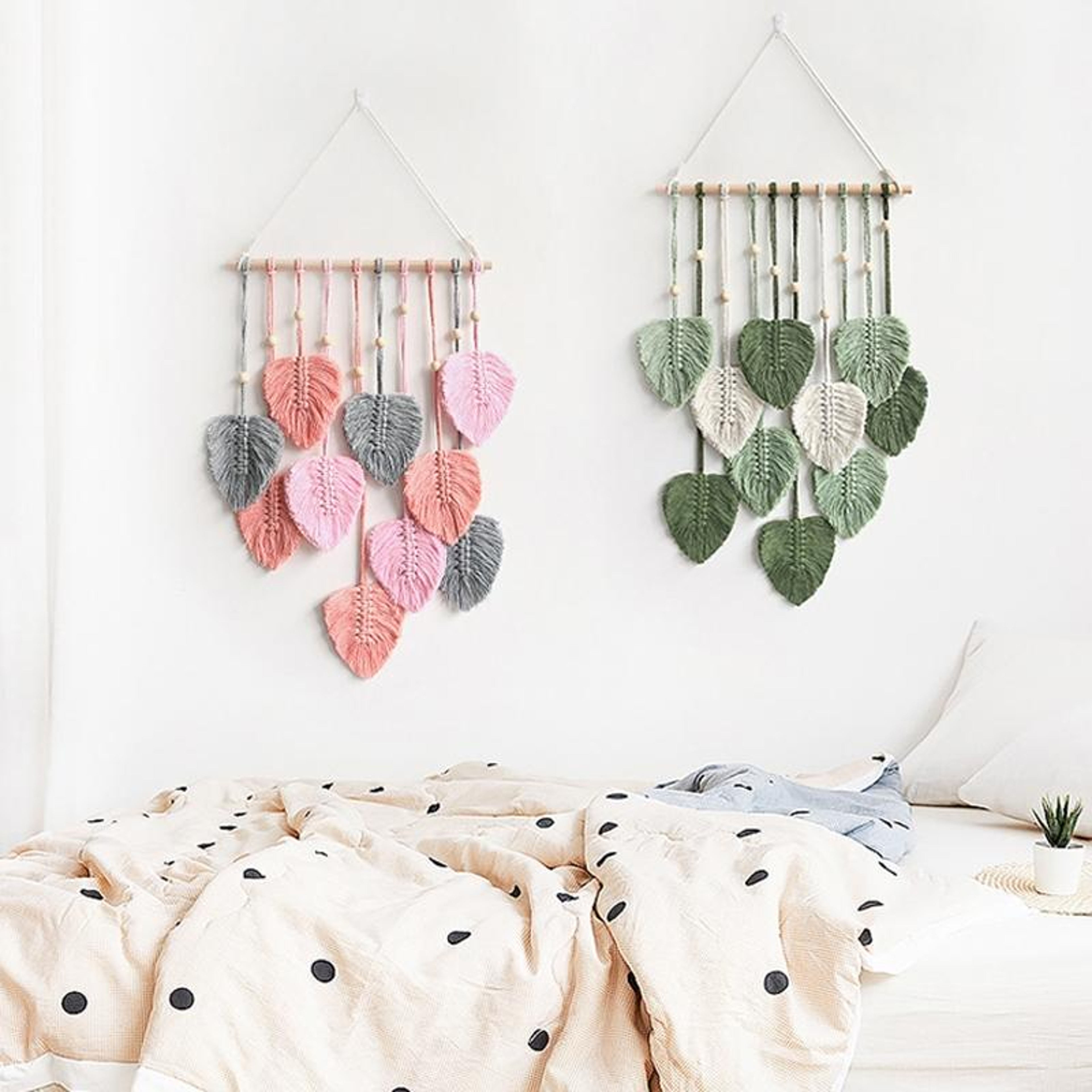 Boho Macrame Leaf Wall Hanging Handwoven Cotton Rope Wall Decor 3