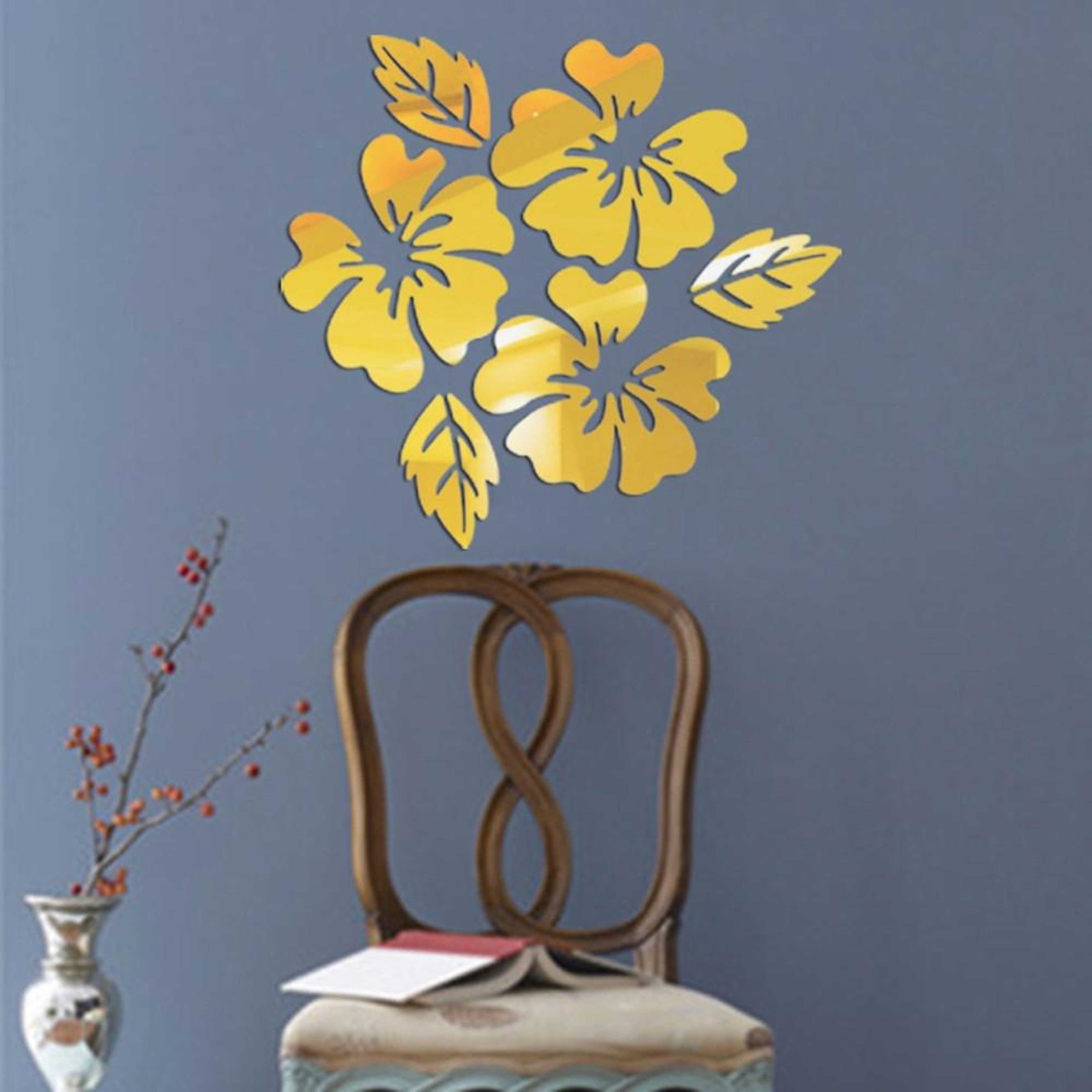Elegant 3D Wall Stickers Mirror Flower Wall Decals for Living Room & Bedroom Decor – view 2