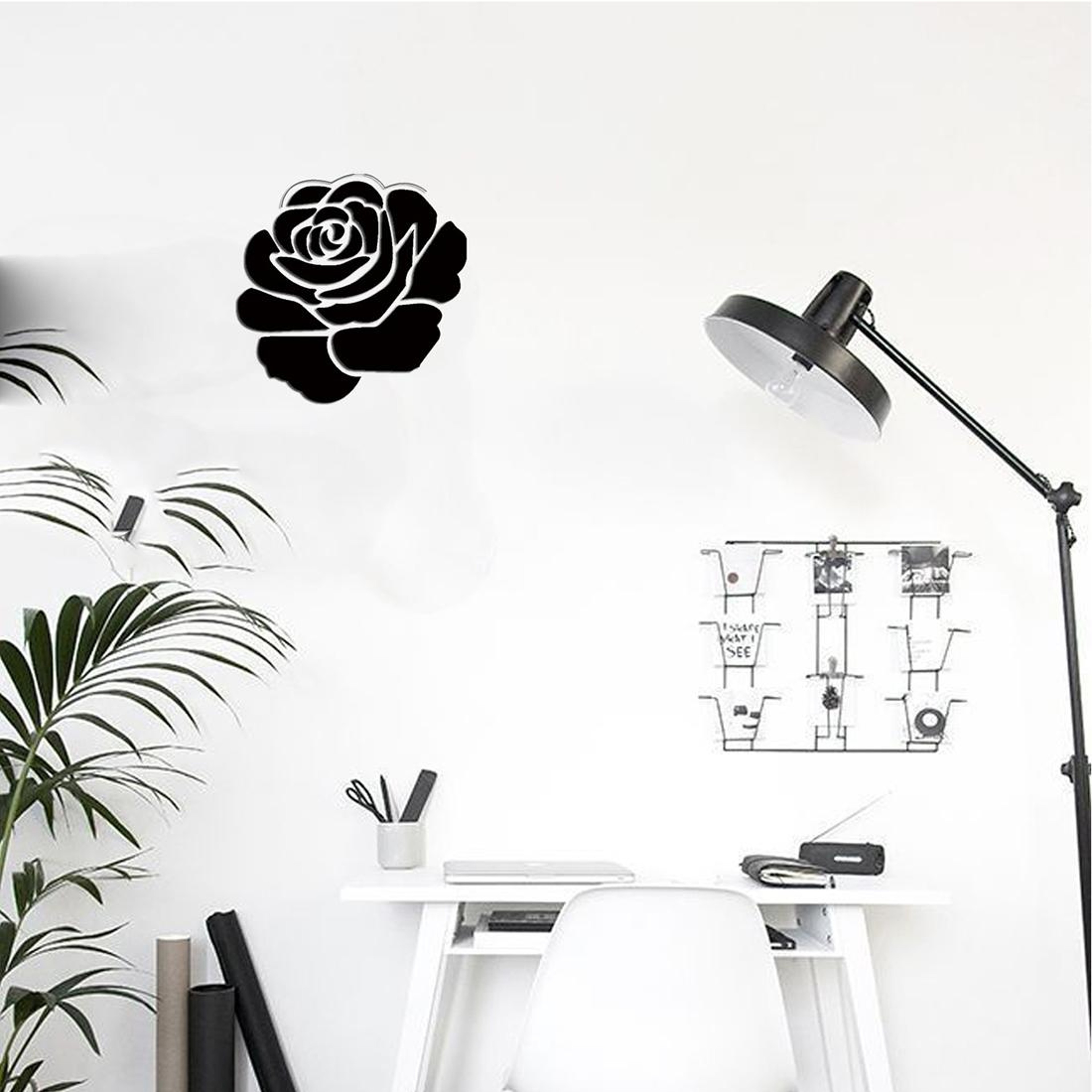 Floral Mirror Wall Stickers Acrylic Wall Decor For Living Room Bedroom  Home 3