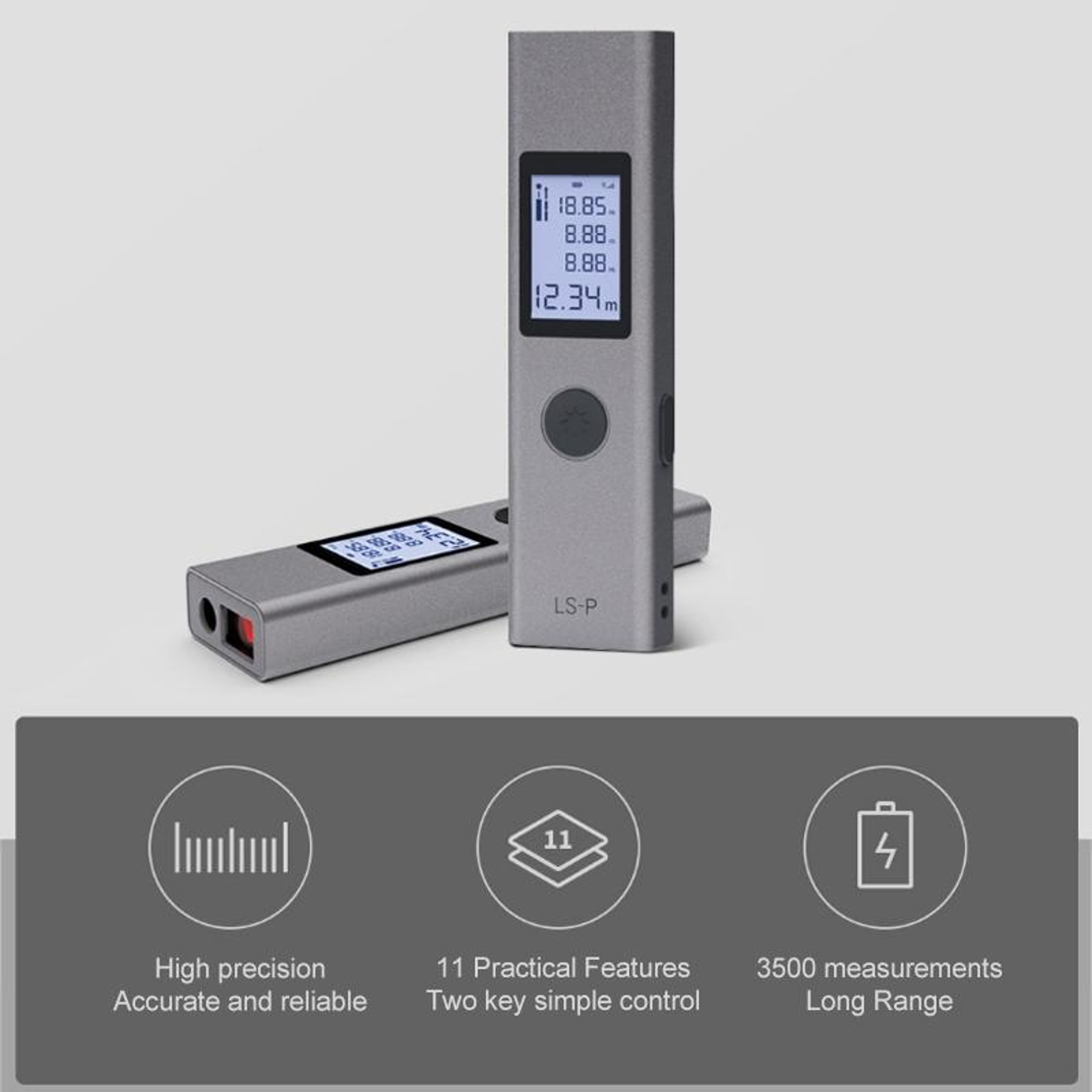 Laser Distance Meter Rechargeable Laser Rangefinder with Backlit LCD Display – view 4