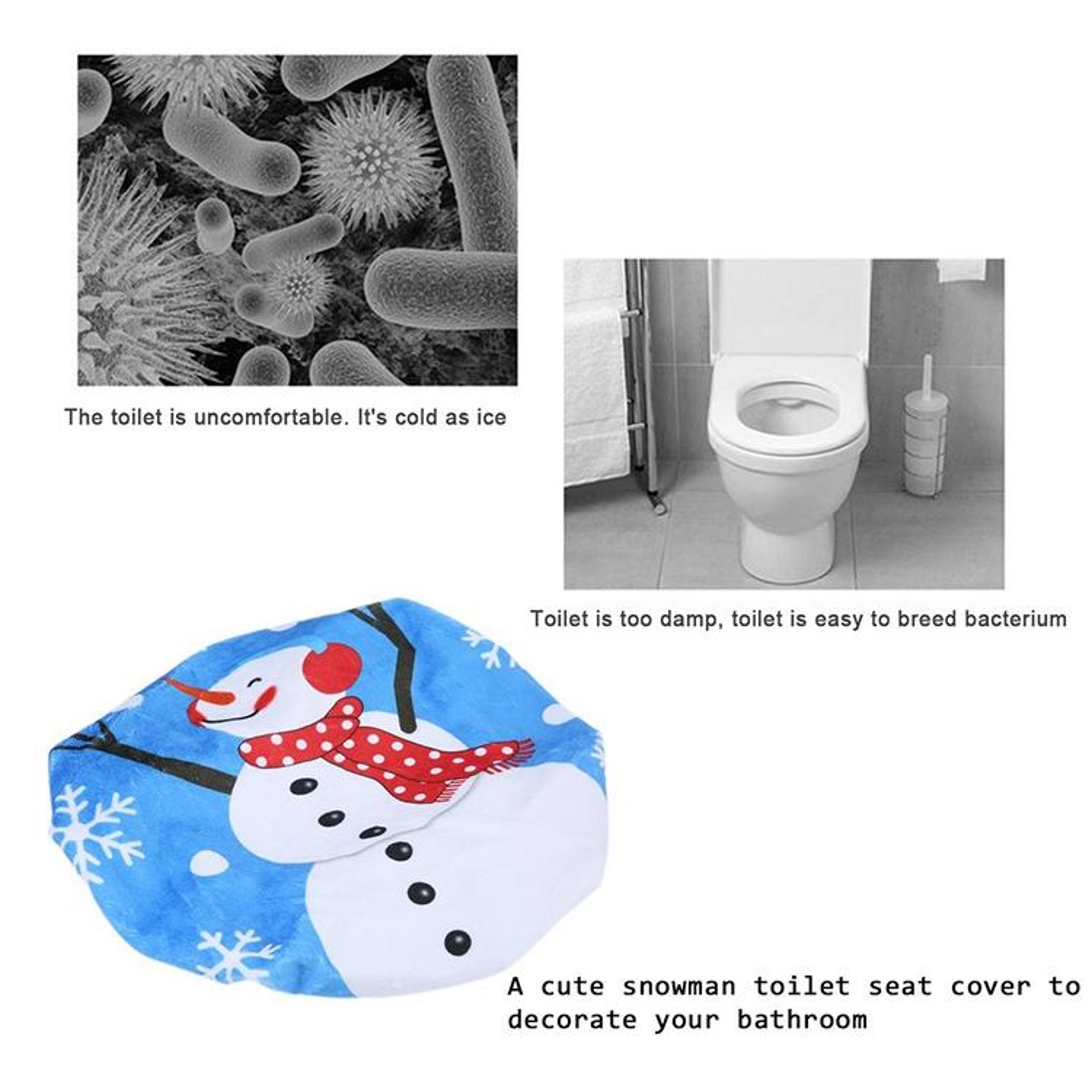Snowman Christmas Toilet Lid Cover Festive Holiday Bathroom Decoration 2