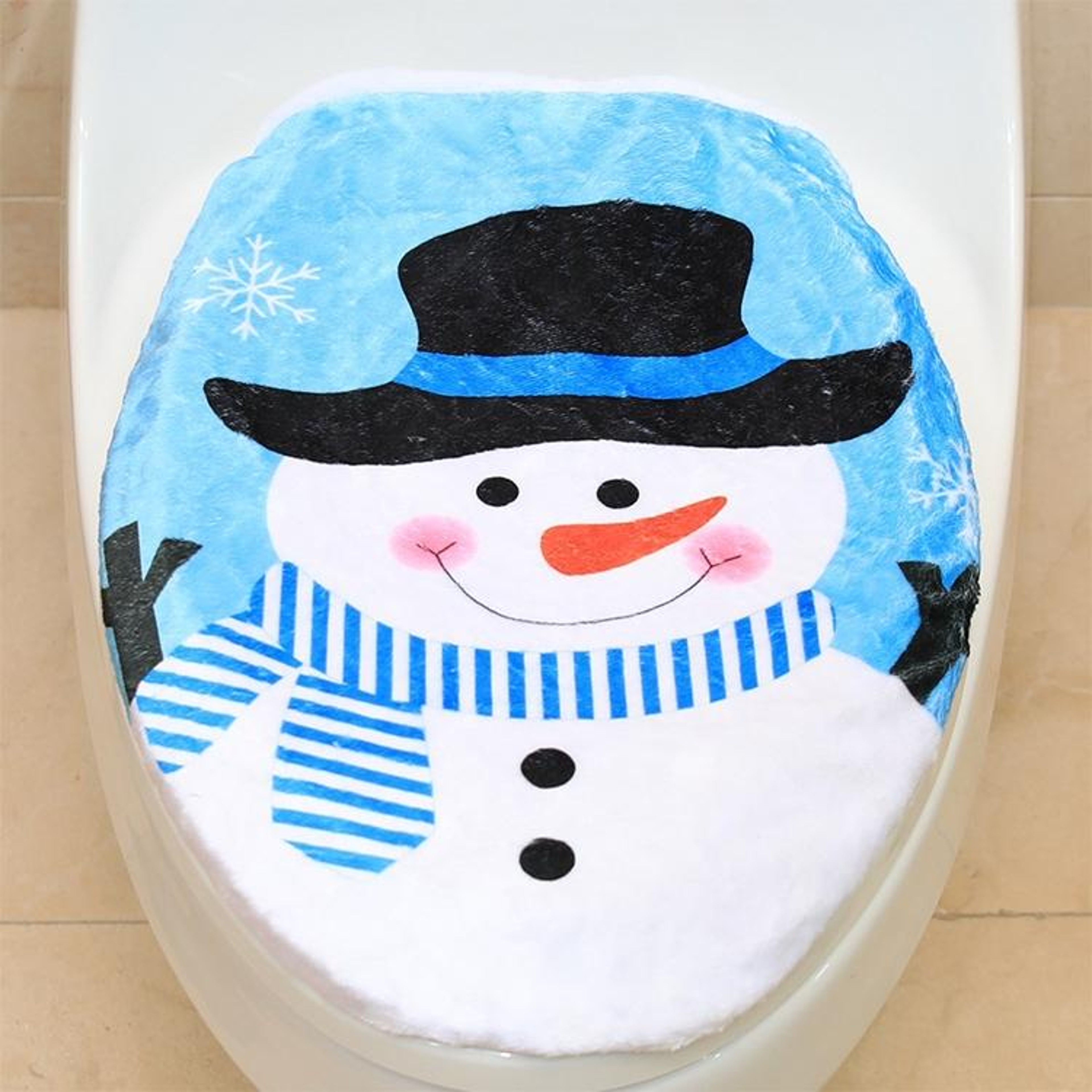Snowman Christmas Toilet Lid Cover Festive Holiday Bathroom Decoration 4