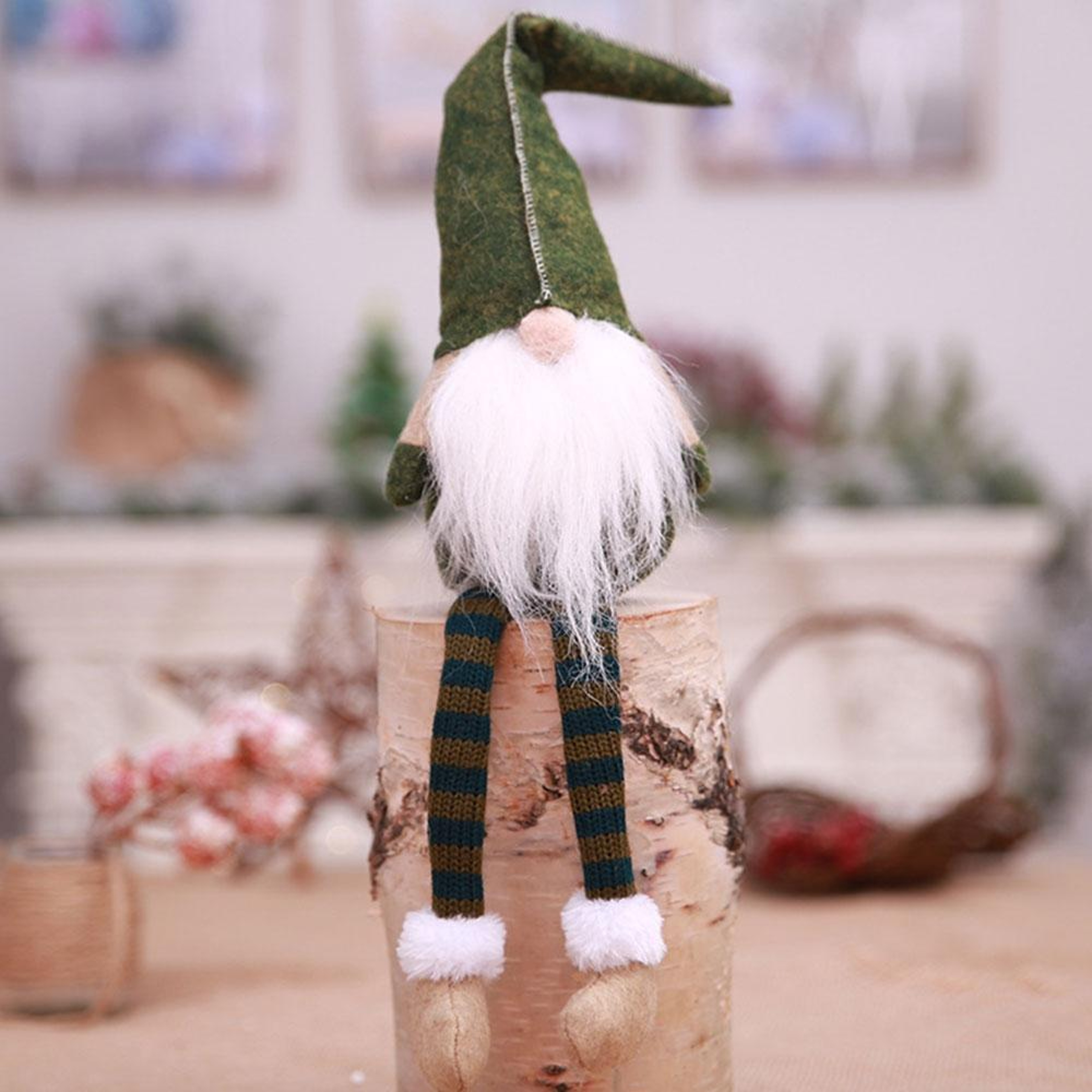 Cozy Christmas Elf Doll Long Legged Faceless Christmas Doll Holiday Shelf Decoration – view 7