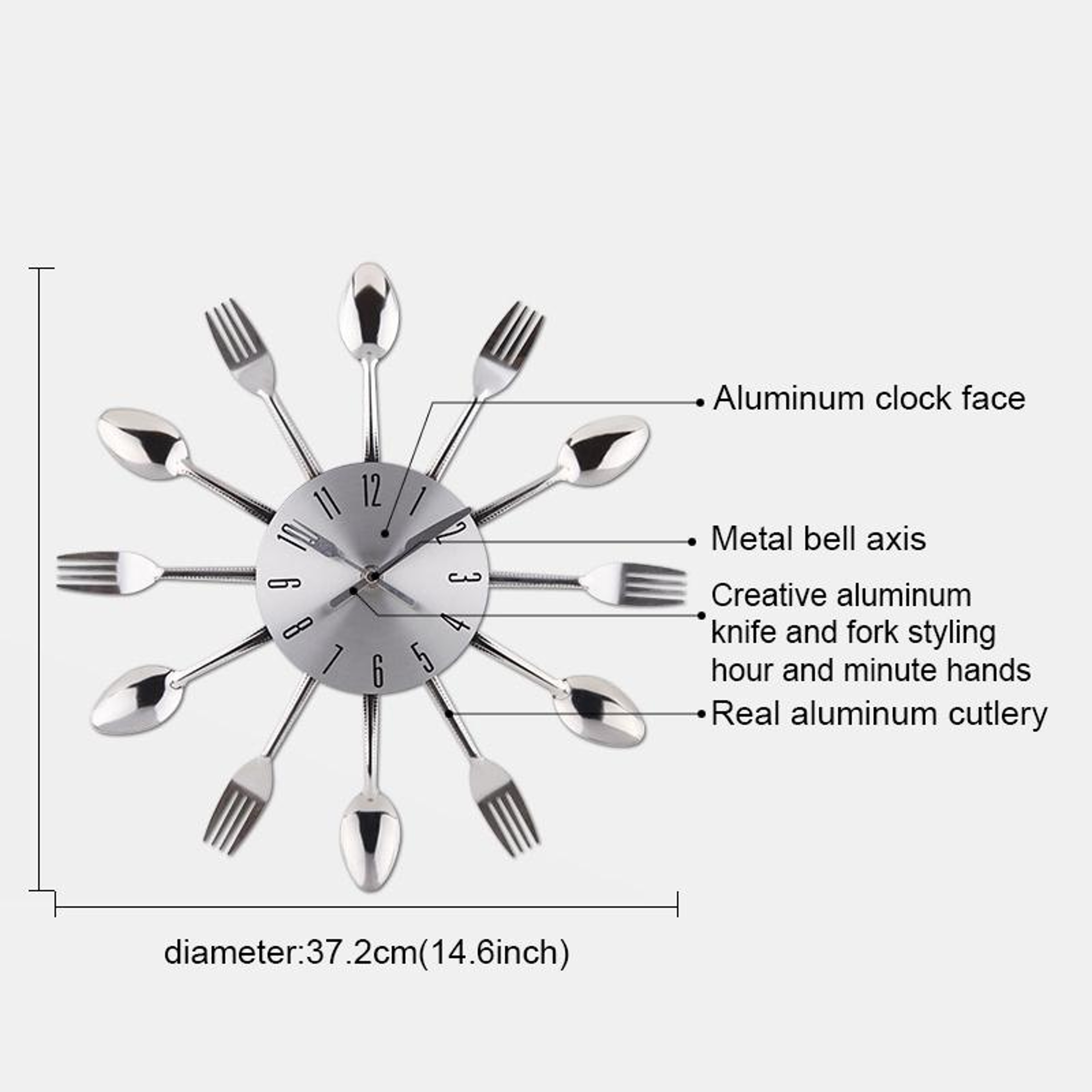 Creative Kitchen Wall Clock Stainless Steel Cutlery Wall Clock for Modern Kitchen & Dining Decor – view 4