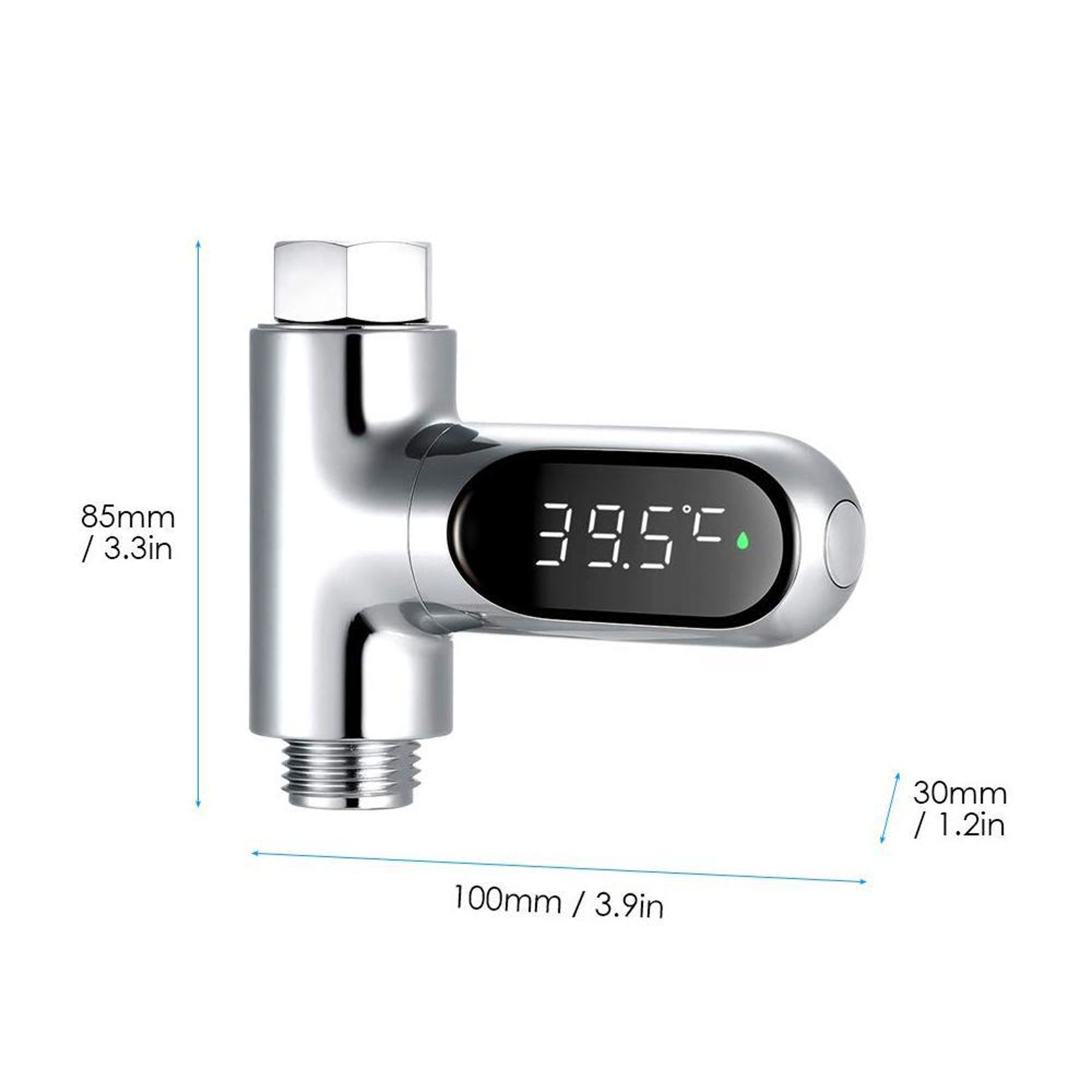 Smart LED Shower Thermometer with Digital Water Temperature Display & Battery Free Hydropower – view 2