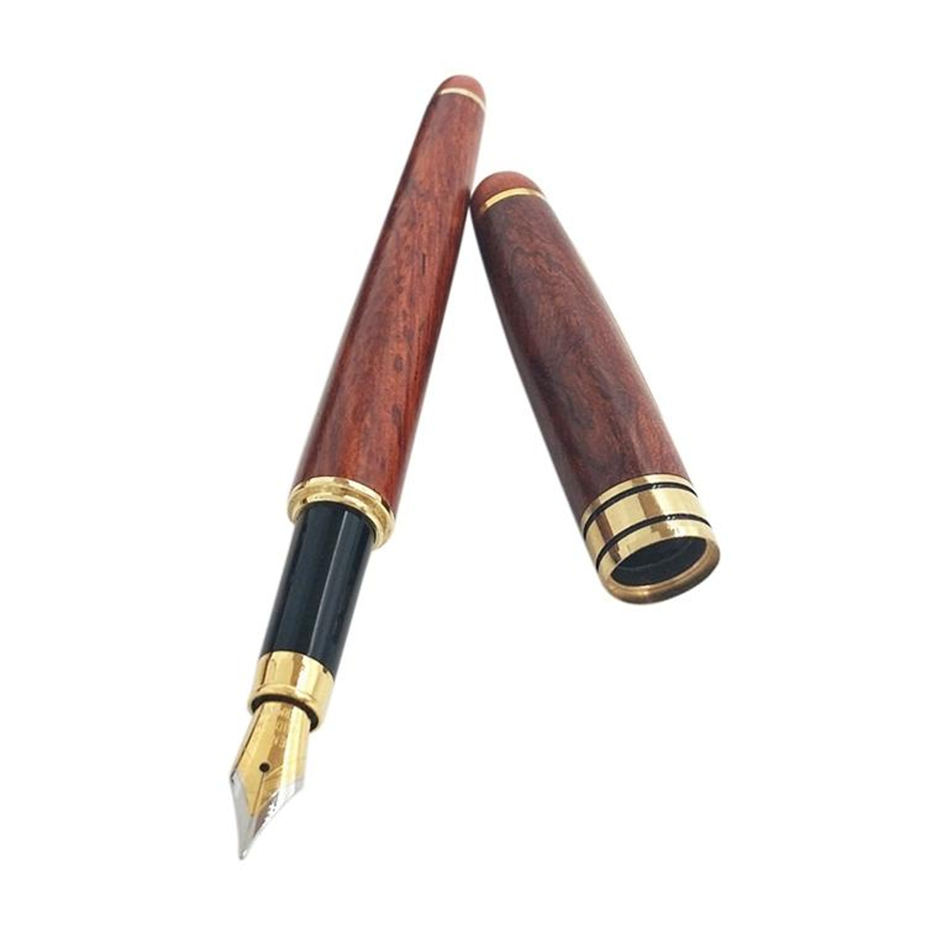Premium Wooden Fountain Pen with Transparent Piston and Fine Nib – view 3