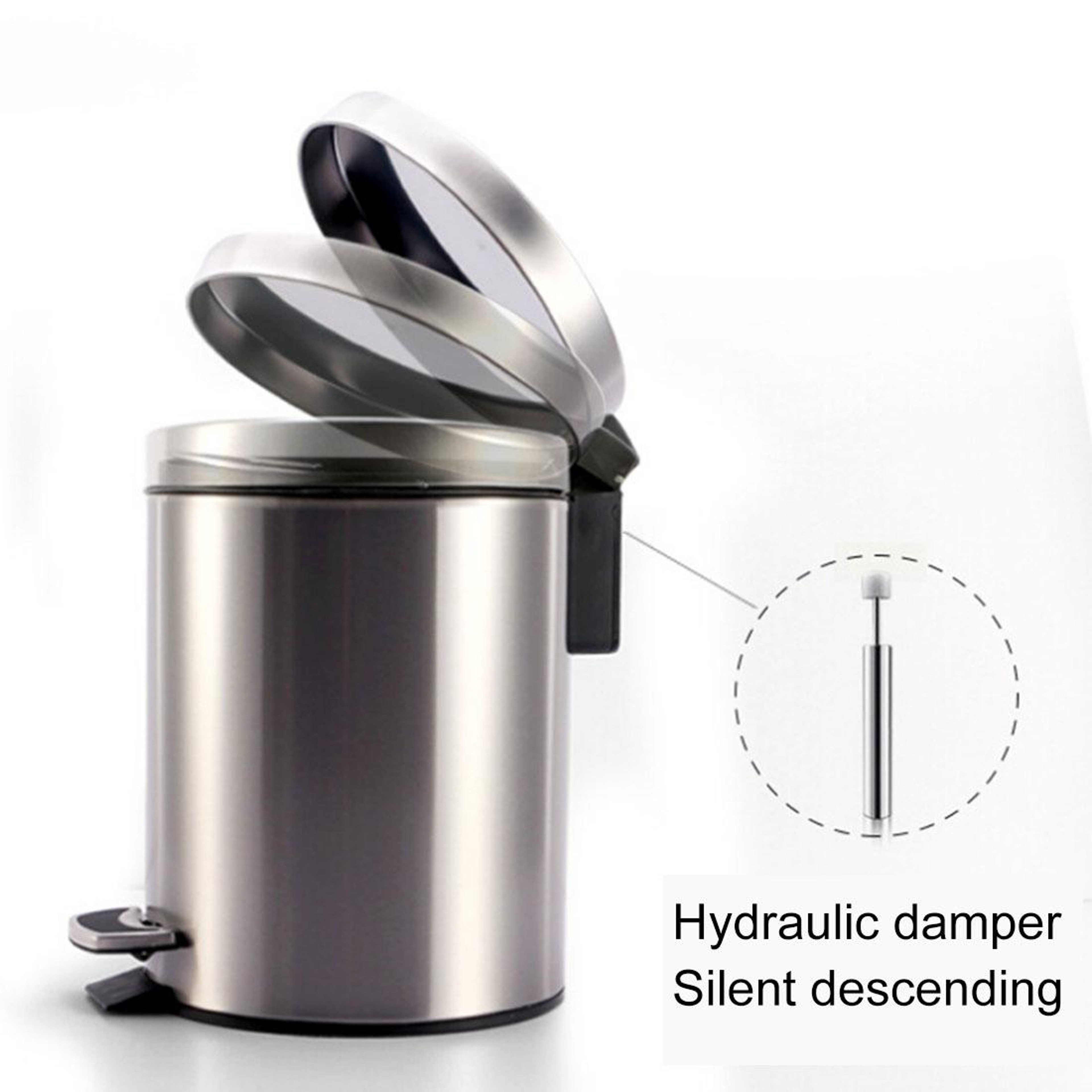 Stainless Steel Trash Bin With Pedal Lid Compact Covered Waste Bin For Home Office Bathroom 1