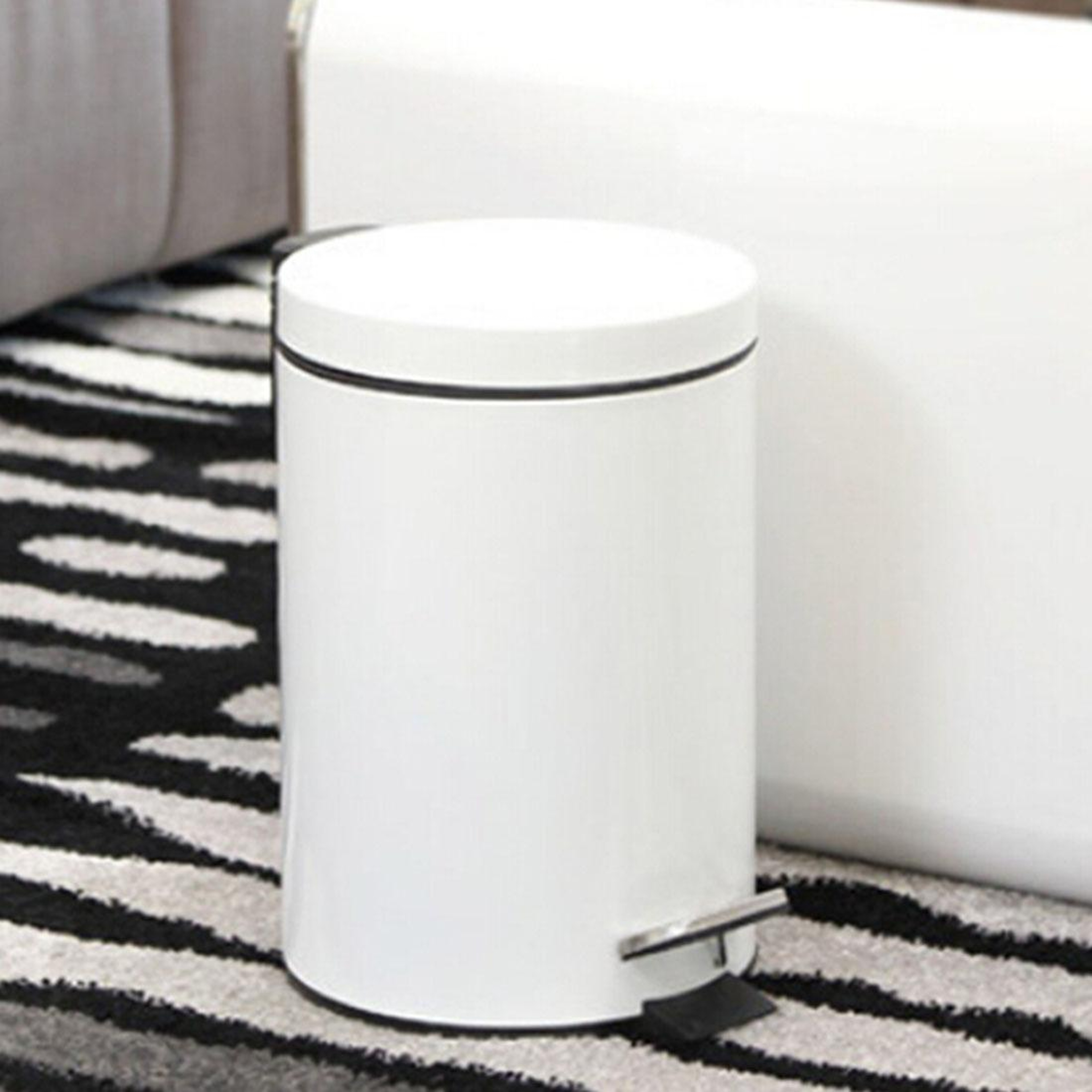 Stainless Steel Trash Bin with Pedal Lid Compact Covered Waste Bin for Home Office Bathroom – view 6