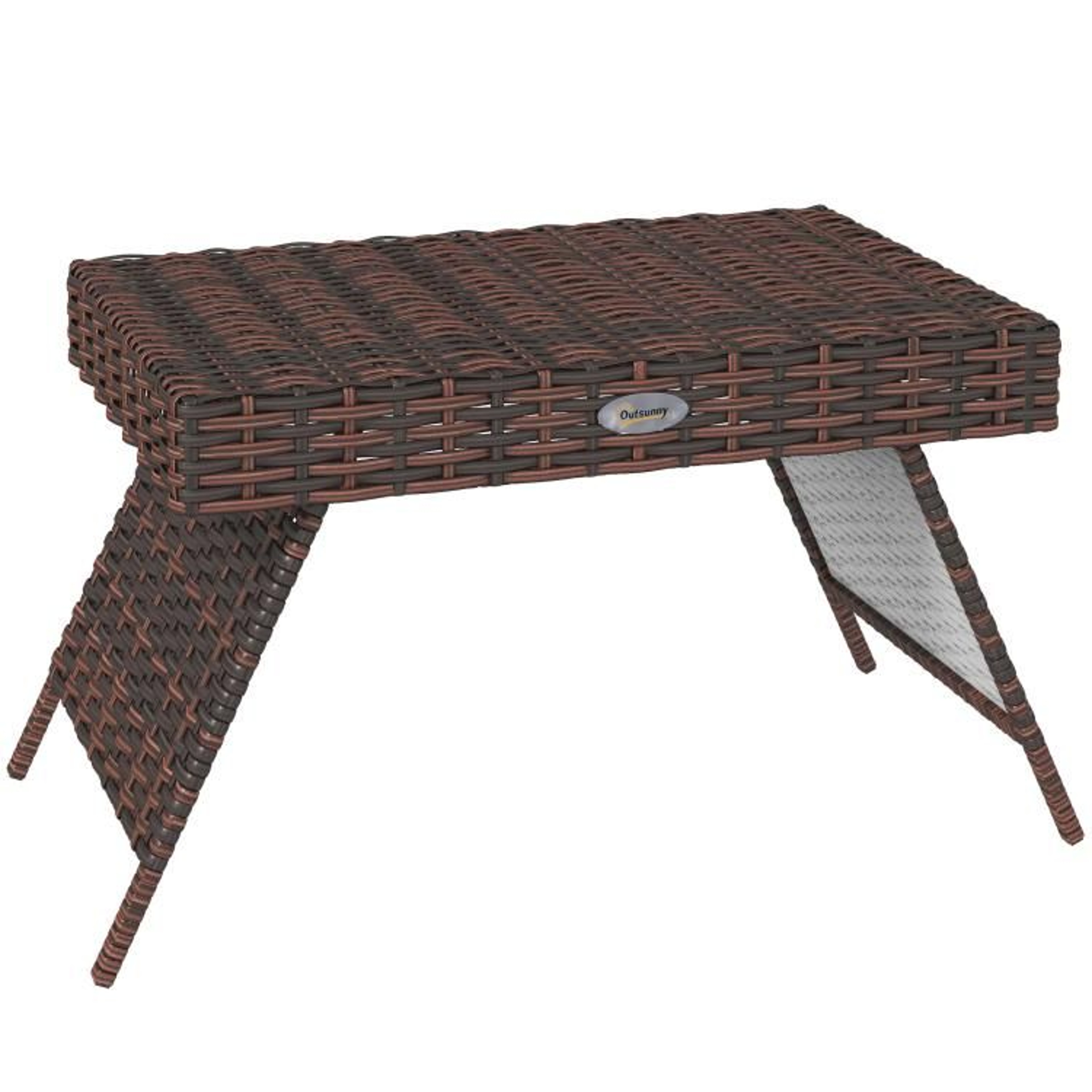 Folding Rattan Outdoor Side Table With Handwoven PE Wicker  Brown 5