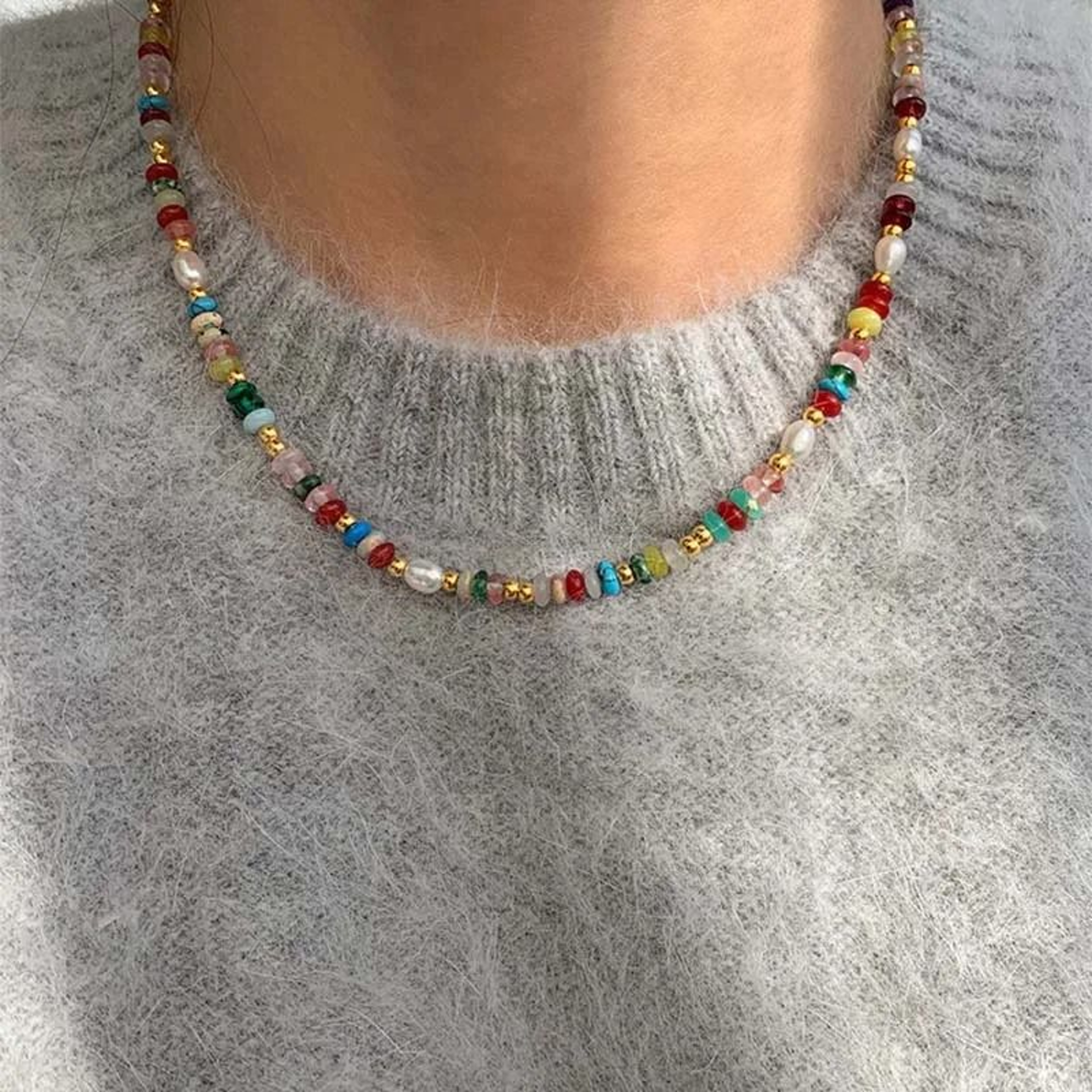 Colorful Beaded Freshwater Pearl Necklace For Women 2