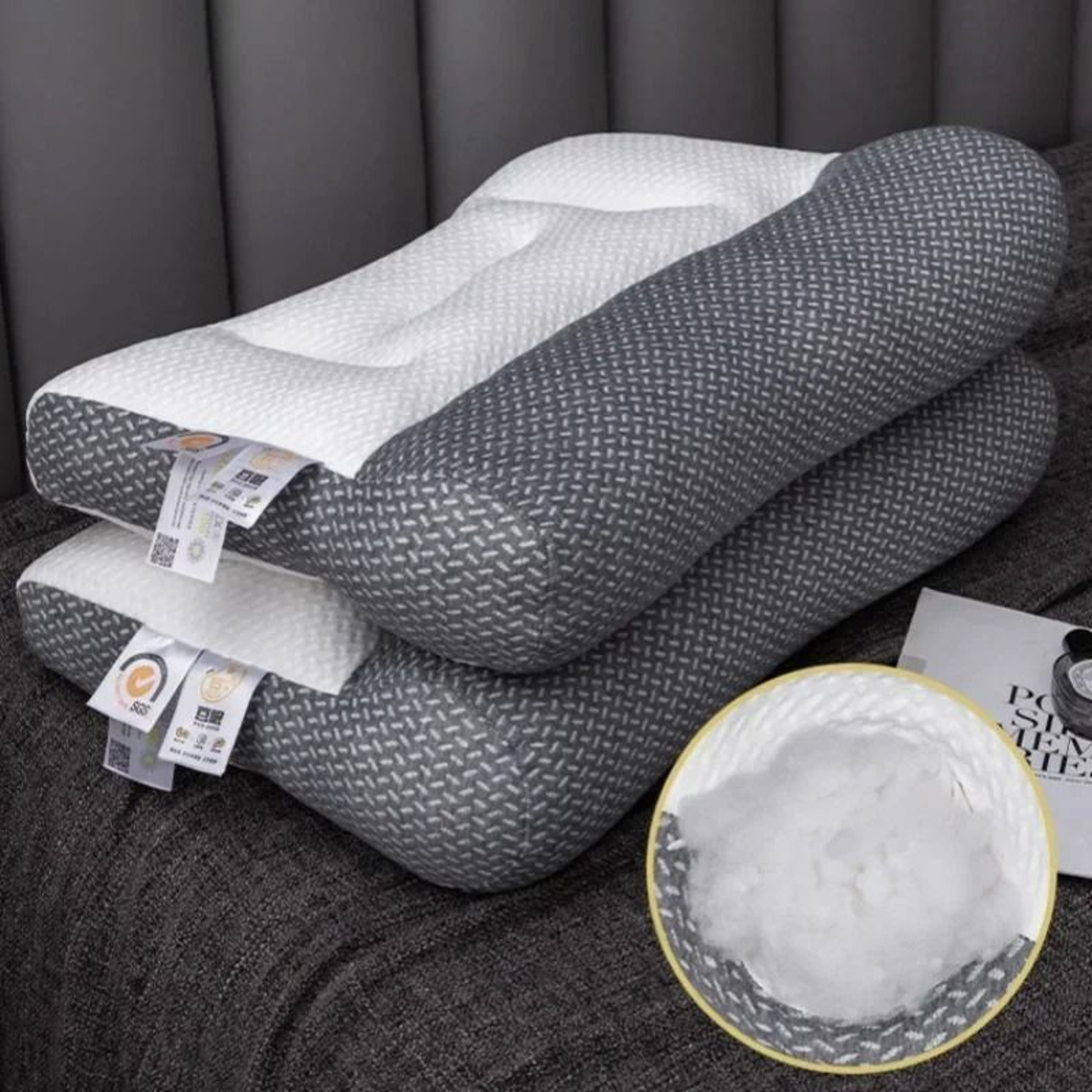 Orthopedic Cervical Pillow For Neck Support And Sleep Aid With Zoned Traction And Soy Fiber Core 2