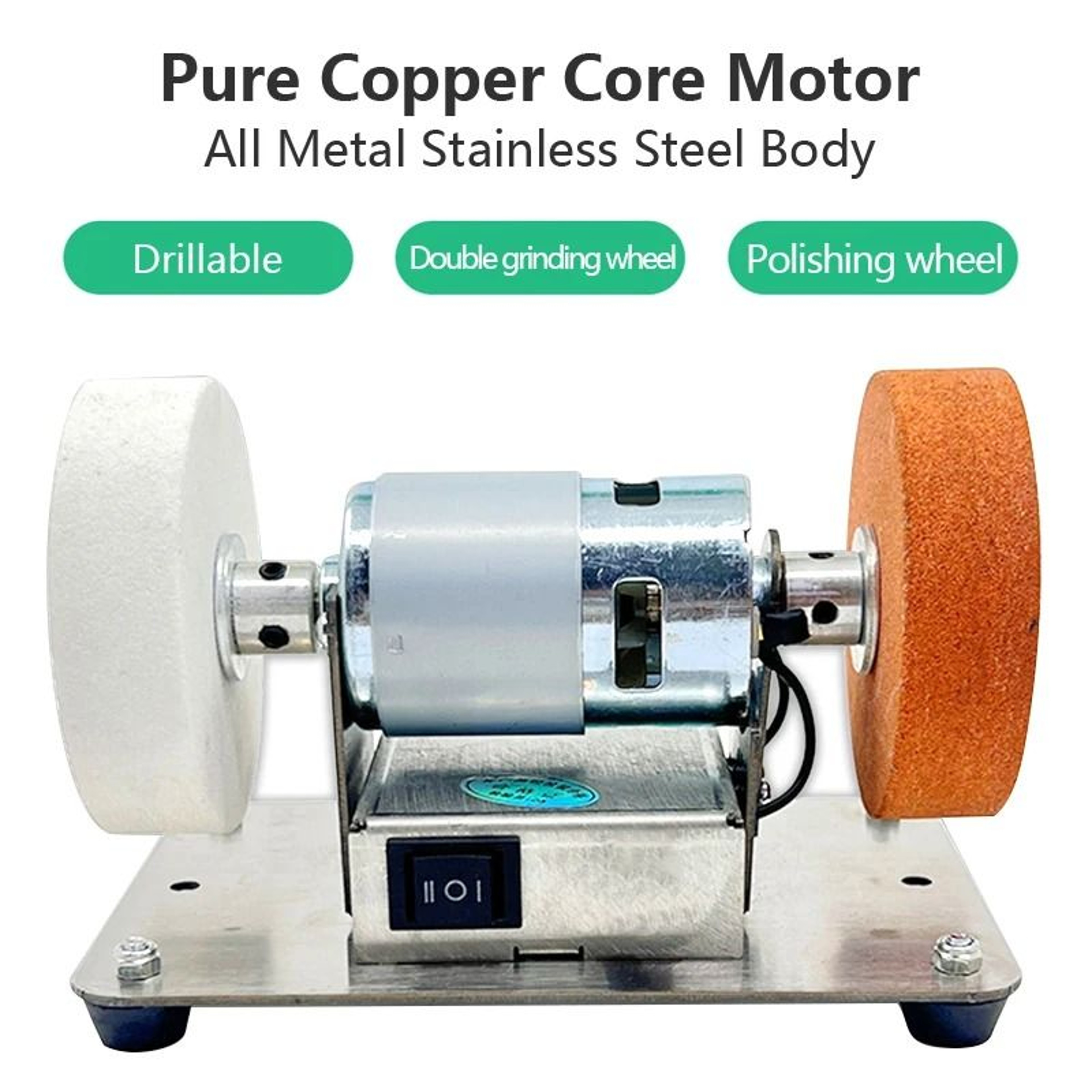 Electric Dual Head Grinder 100W Table Polisher For Coarse And Fine Metal Grinding 2