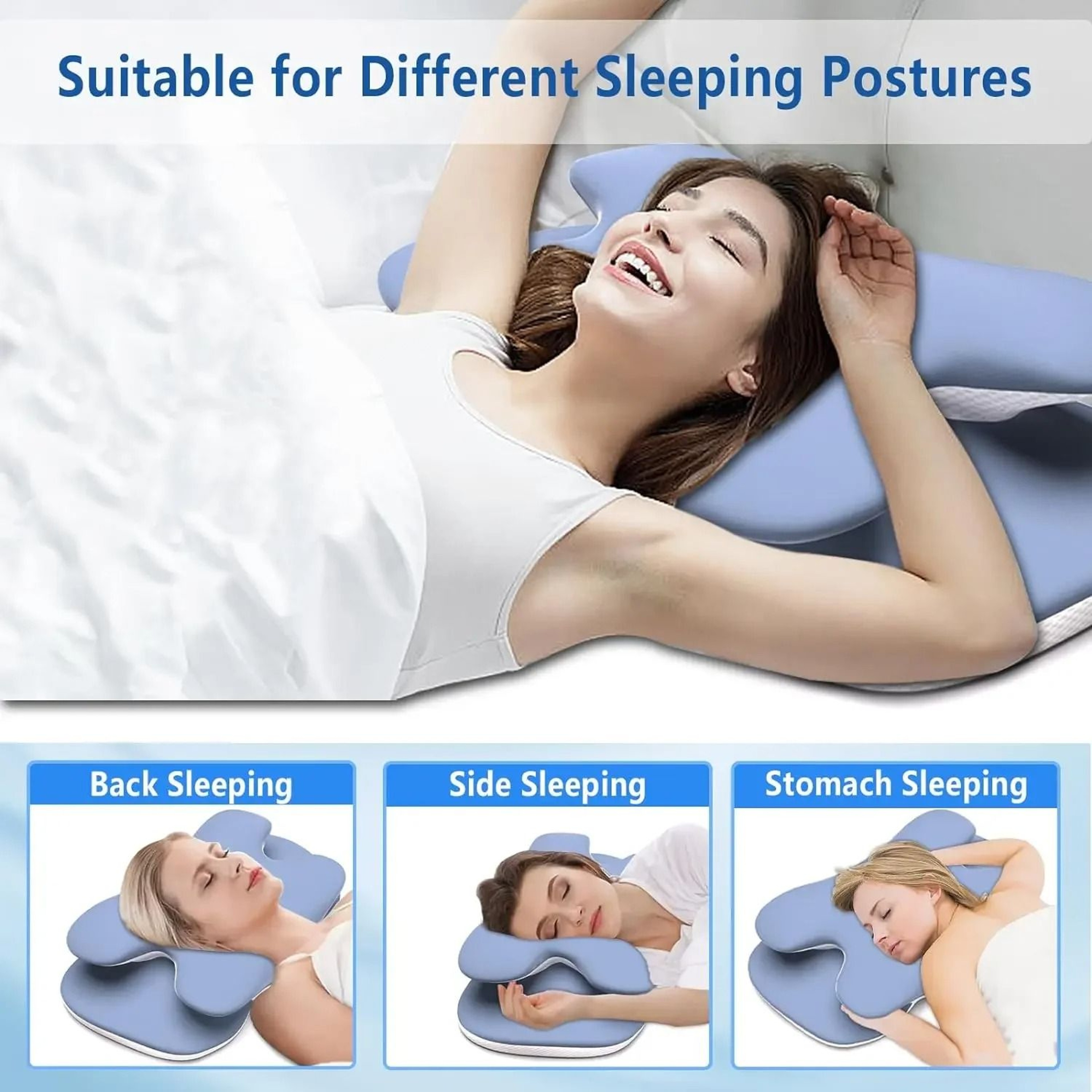 Ergonomic Memory Foam Cervical Pillow With Ice Silk Cover For Neck Pain Relief 5