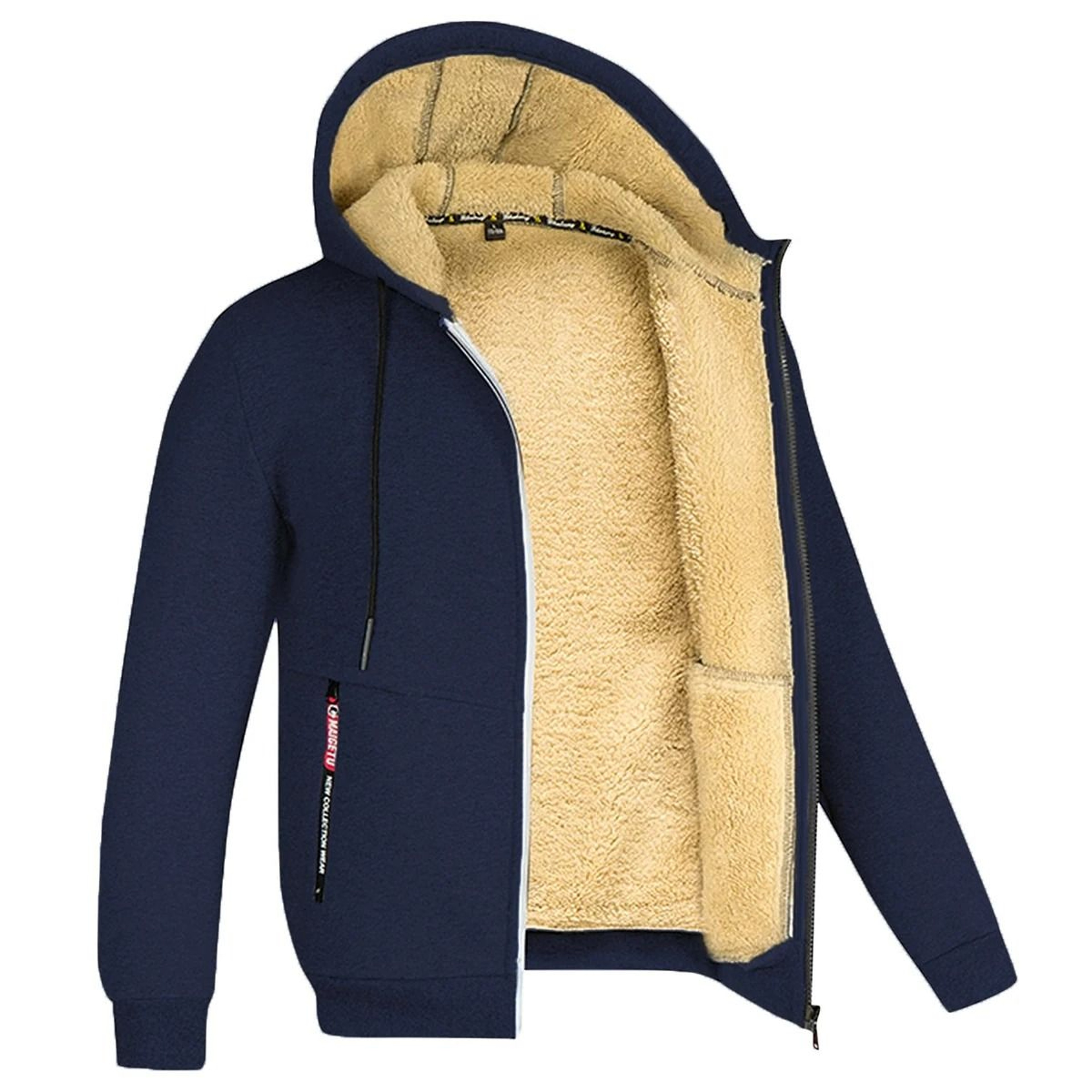 Unisex Lamb Wool Zipper Jacket With Plush Lining And Front Pockets For Winter Warmth 11