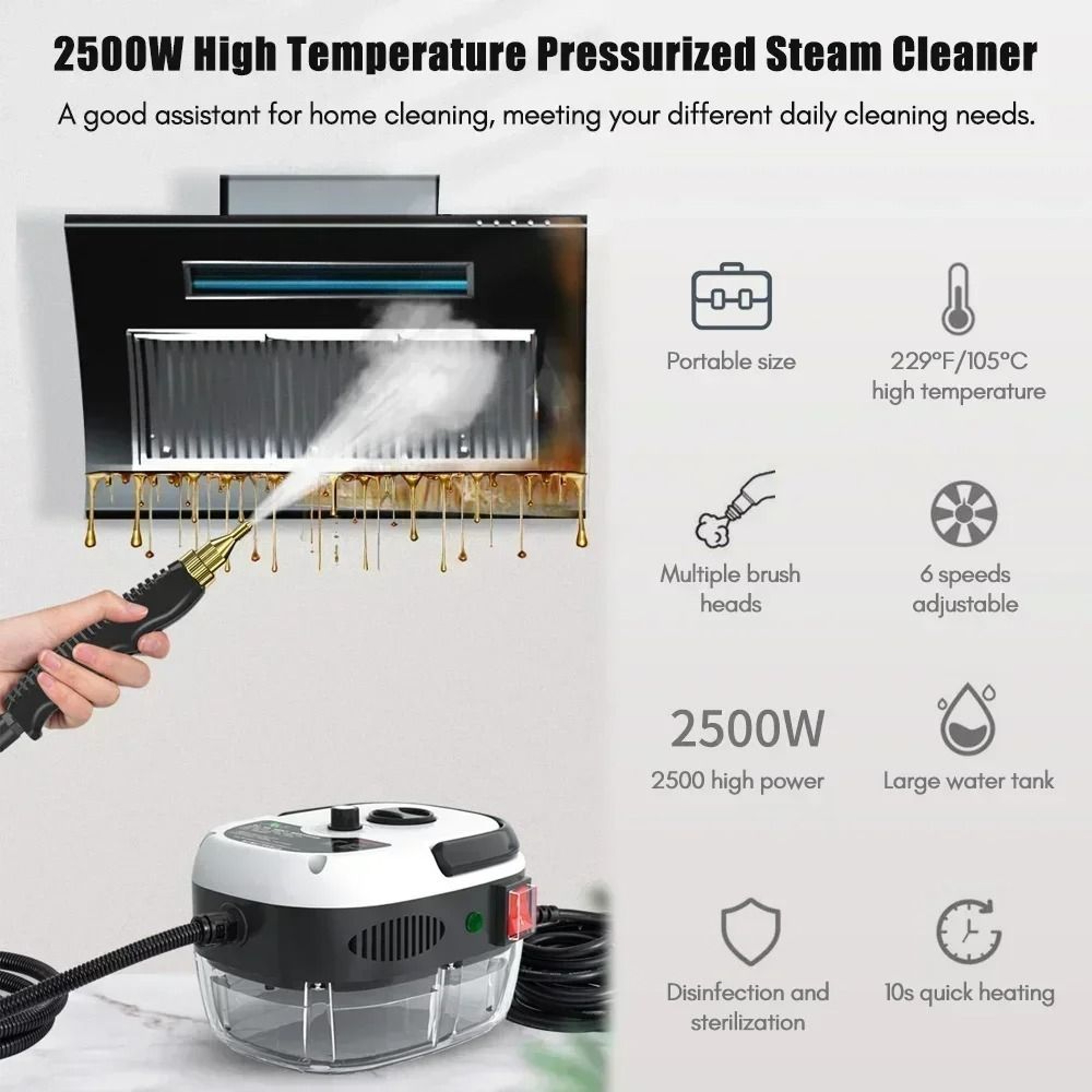 High Power Portable Steam Cleaner For Home Kitchen Car And More 1