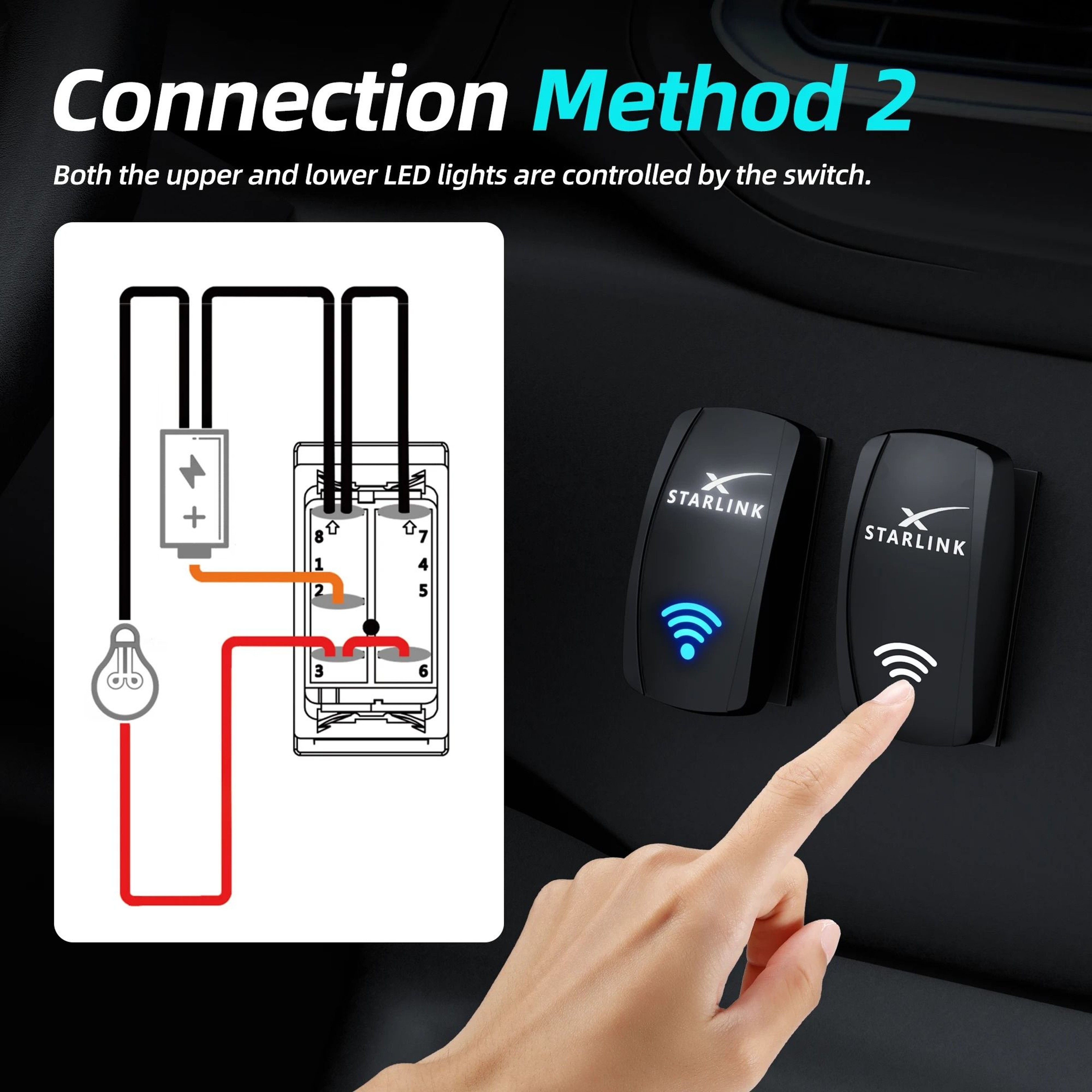 Waterproof Starlink Rocker Switch With Wiring Kit For 12V 24V Systems 4