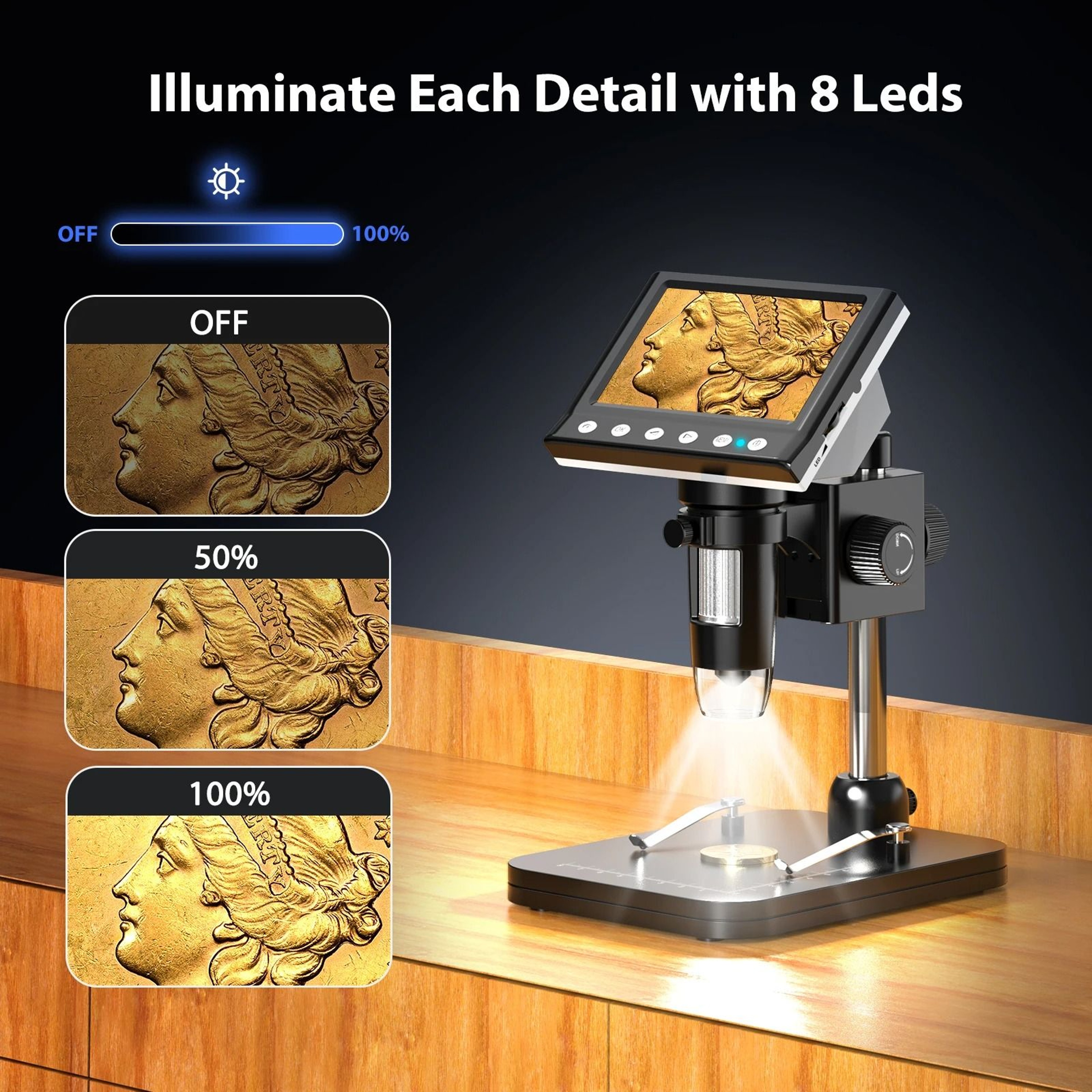 Digital Coin Microscope With 43 Inch Screen And 1000X Zoom For Soldering And Inspection 3