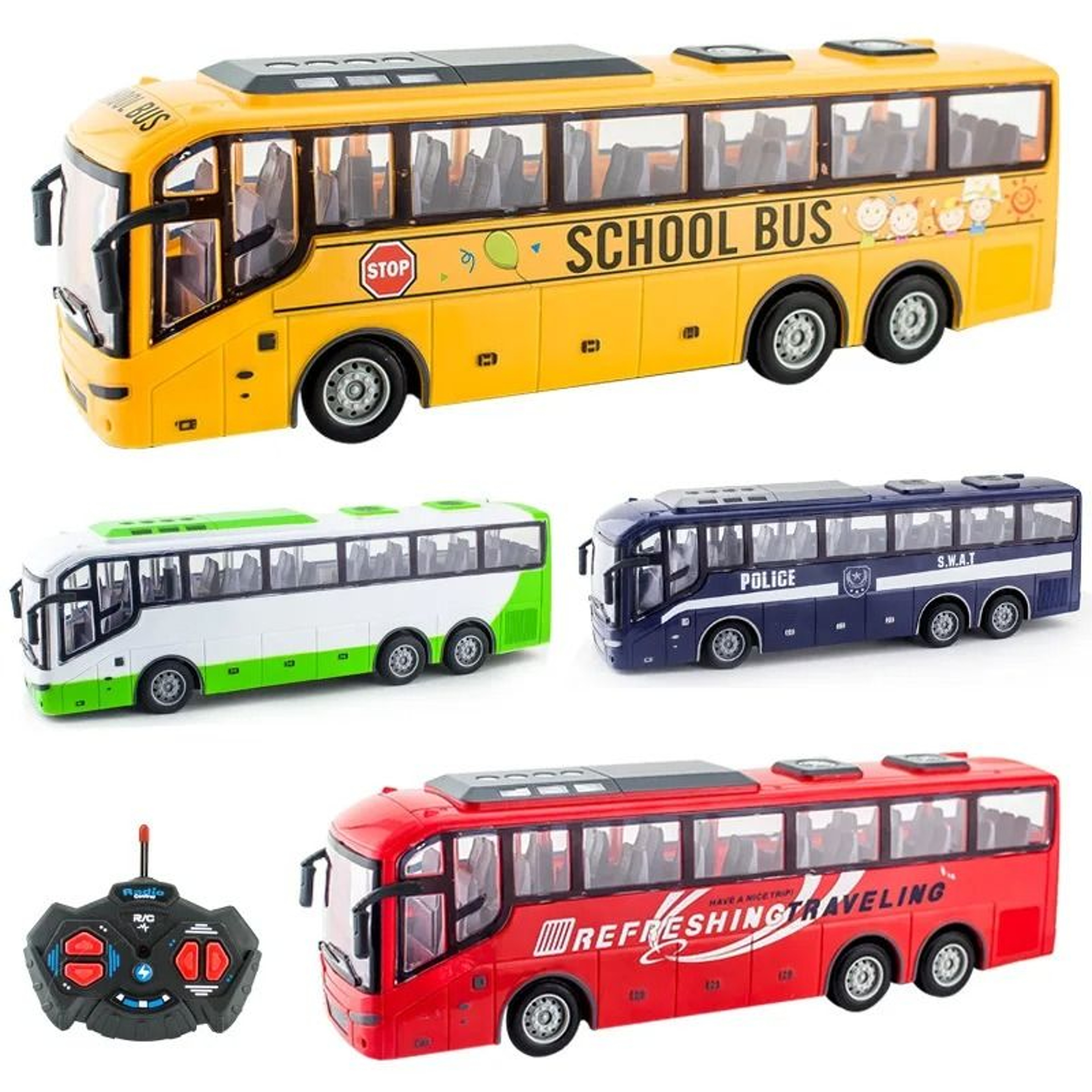 Large RC Electric Bus Toy With LED Lights For Kids 3
