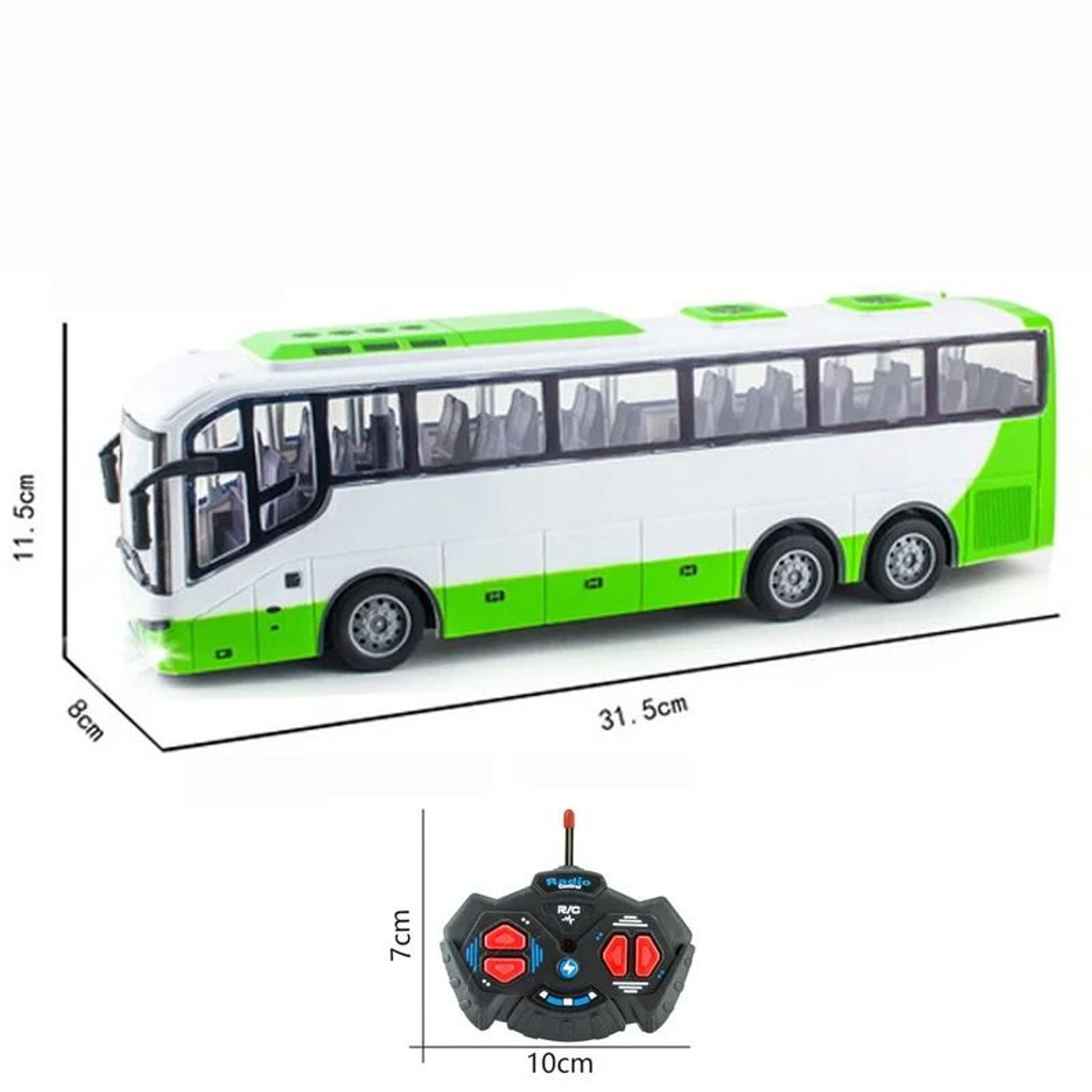 Large RC Electric Bus Toy With LED Lights For Kids 6