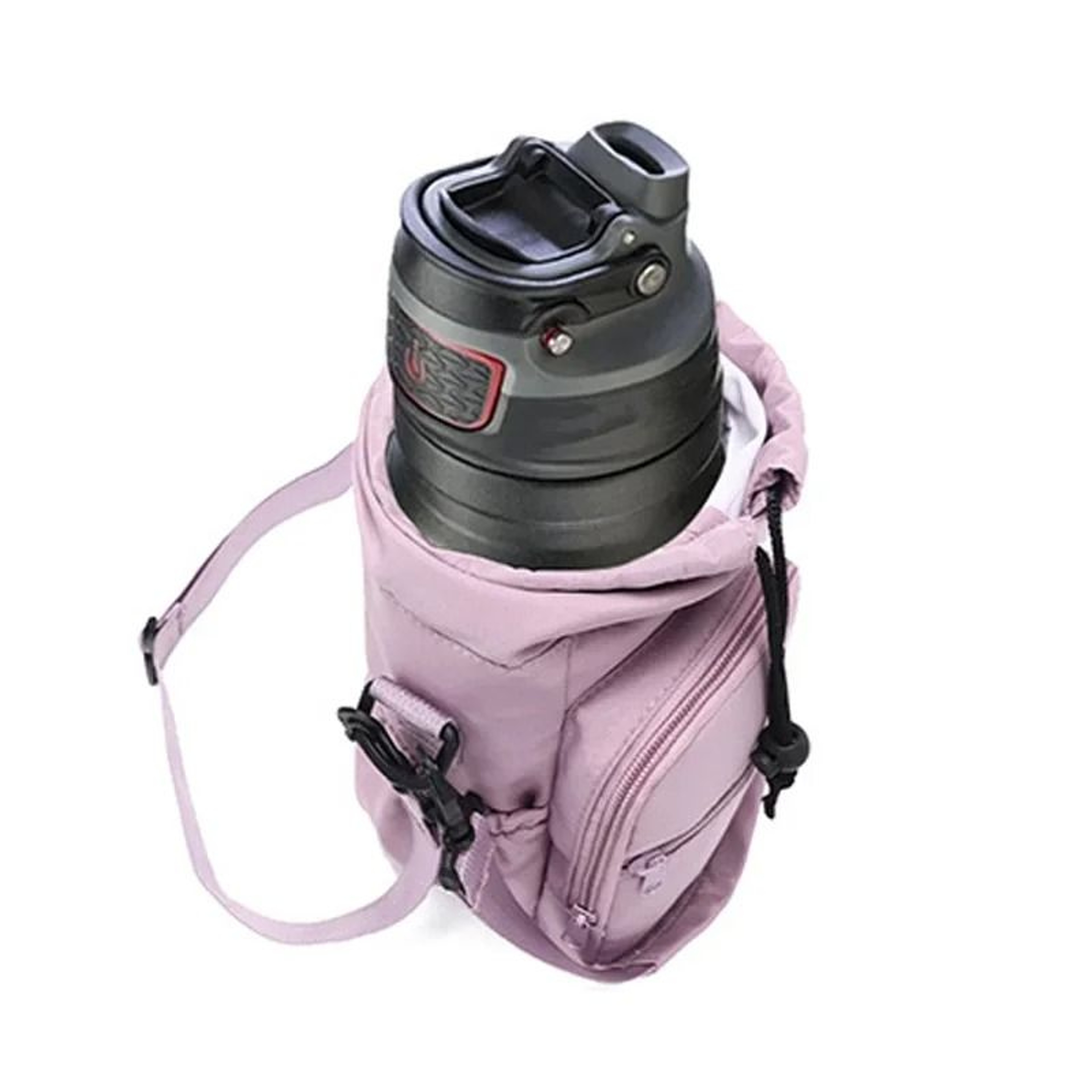 Insulated Water Bottle Carrier With Phone Pocket And Adjustable Strap 2