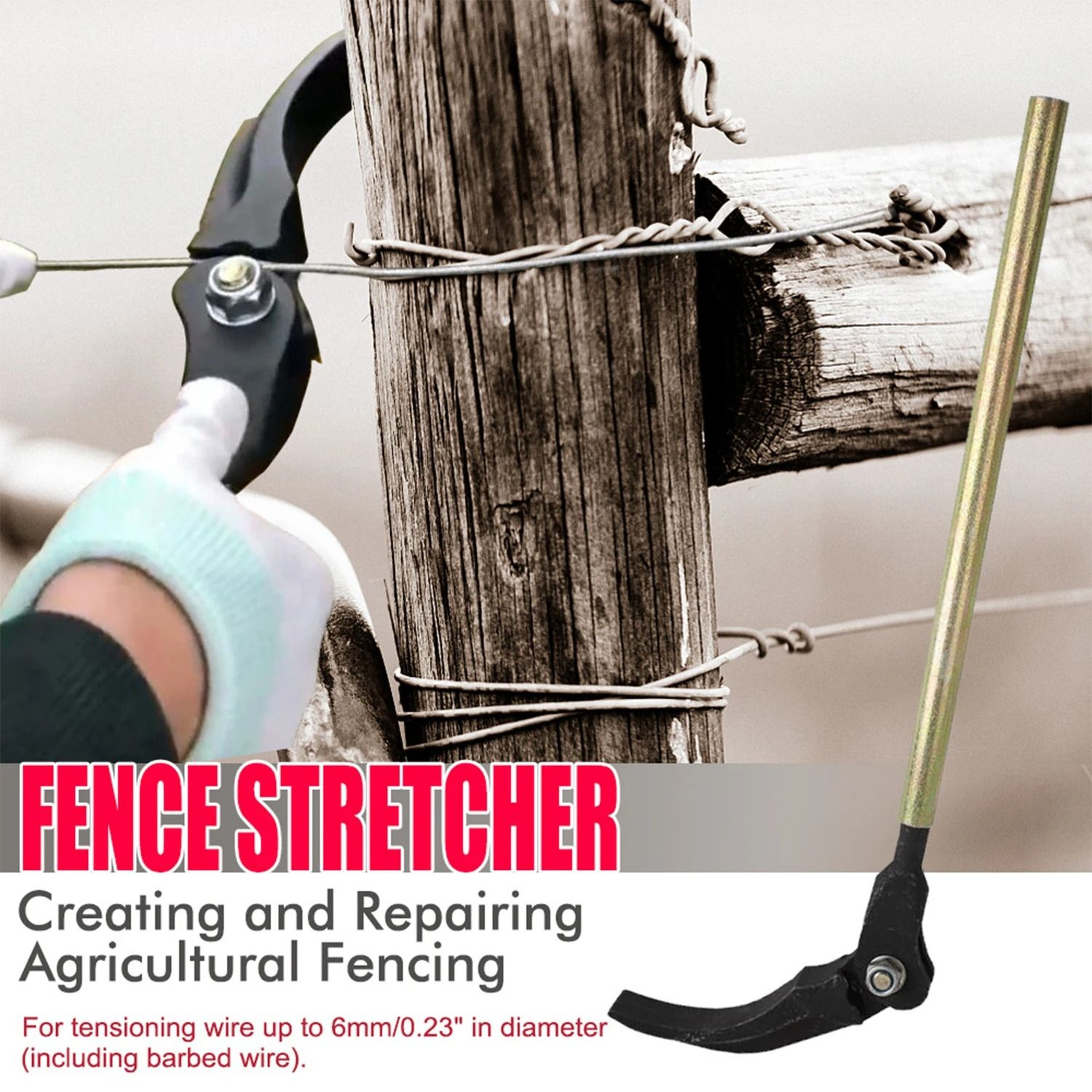 Wire Tensioner Tool For Barbed Fence Installation And Repair 1
