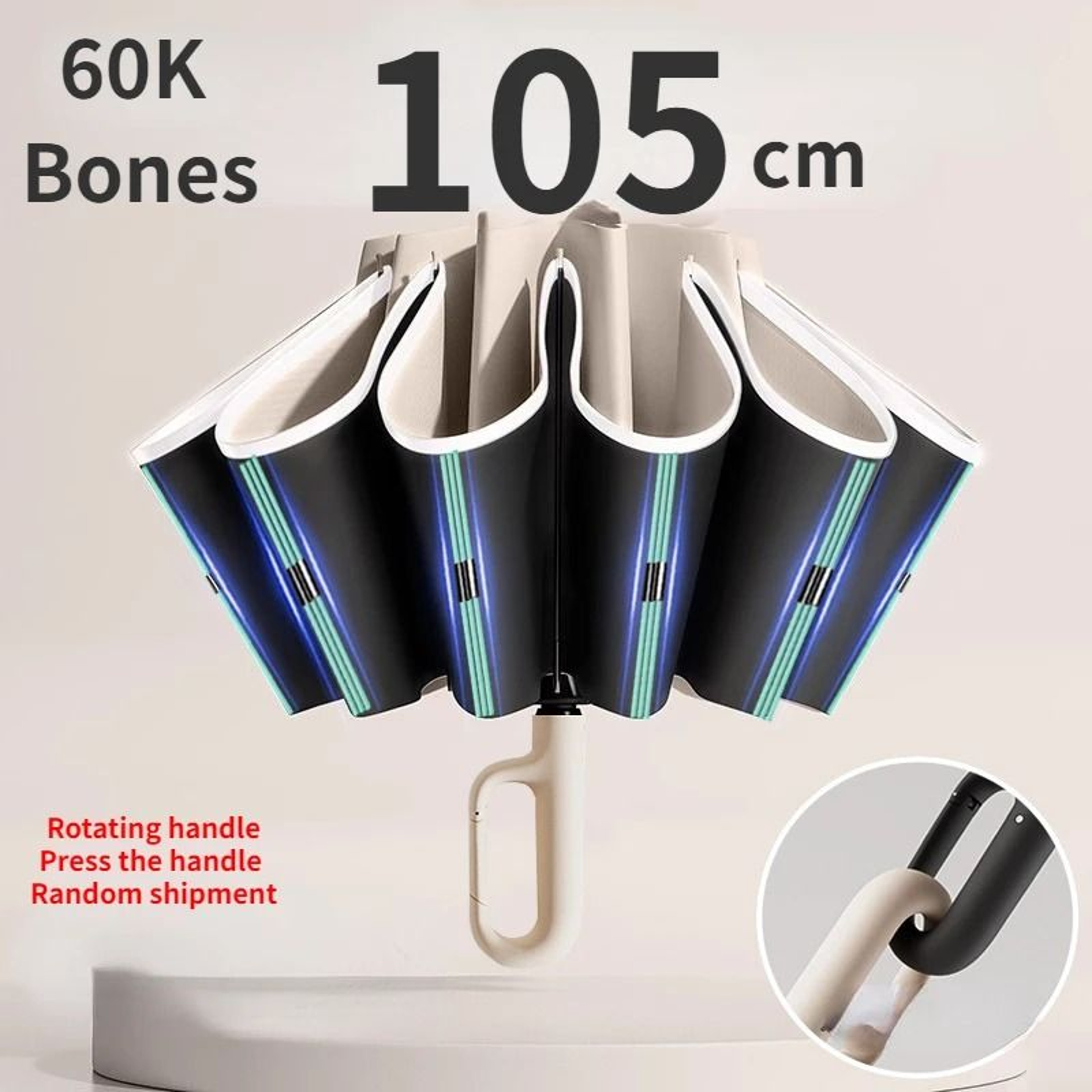 Automatic Reverse Folding Umbrella With Reflective Stripe For Windproof Use 0