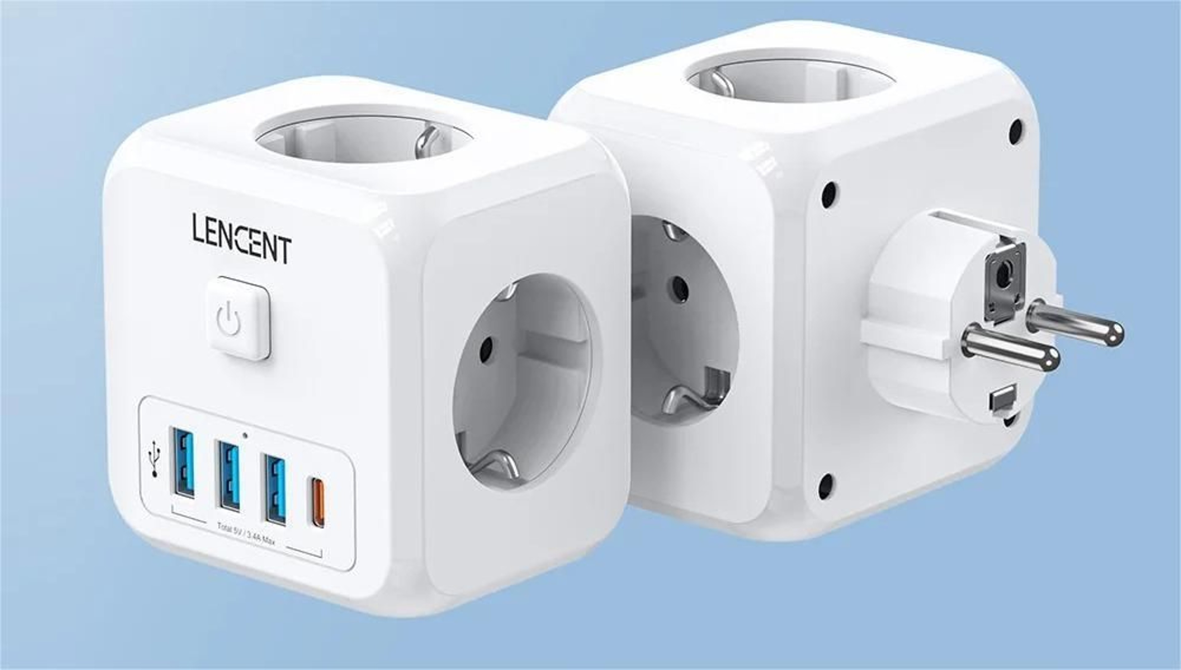 Compact EU Power Cube With AC Outlets USB And Type C Charging 0