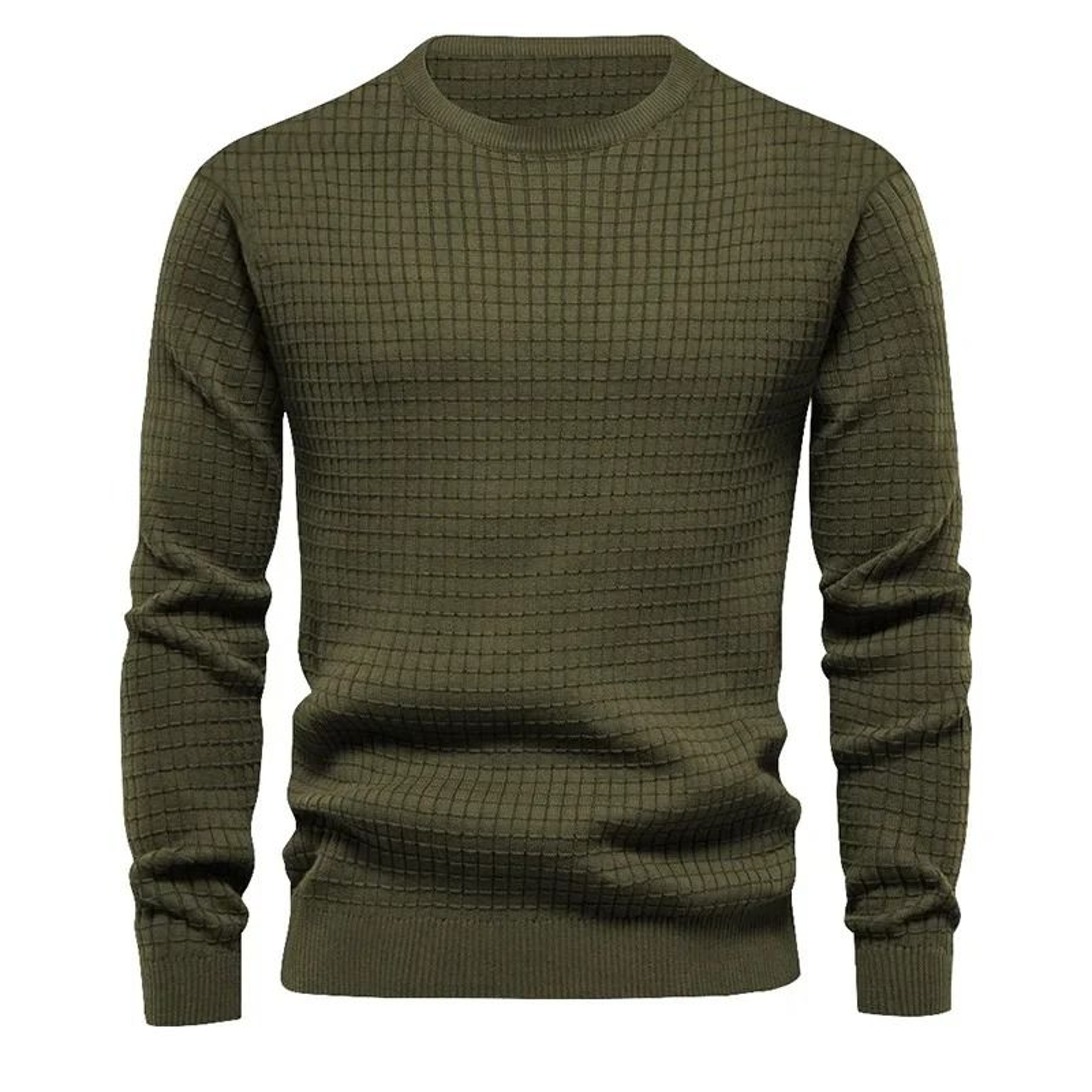 Mens Casual Crew Neck Sweatshirt Solid Color Long Sleeve Top 2