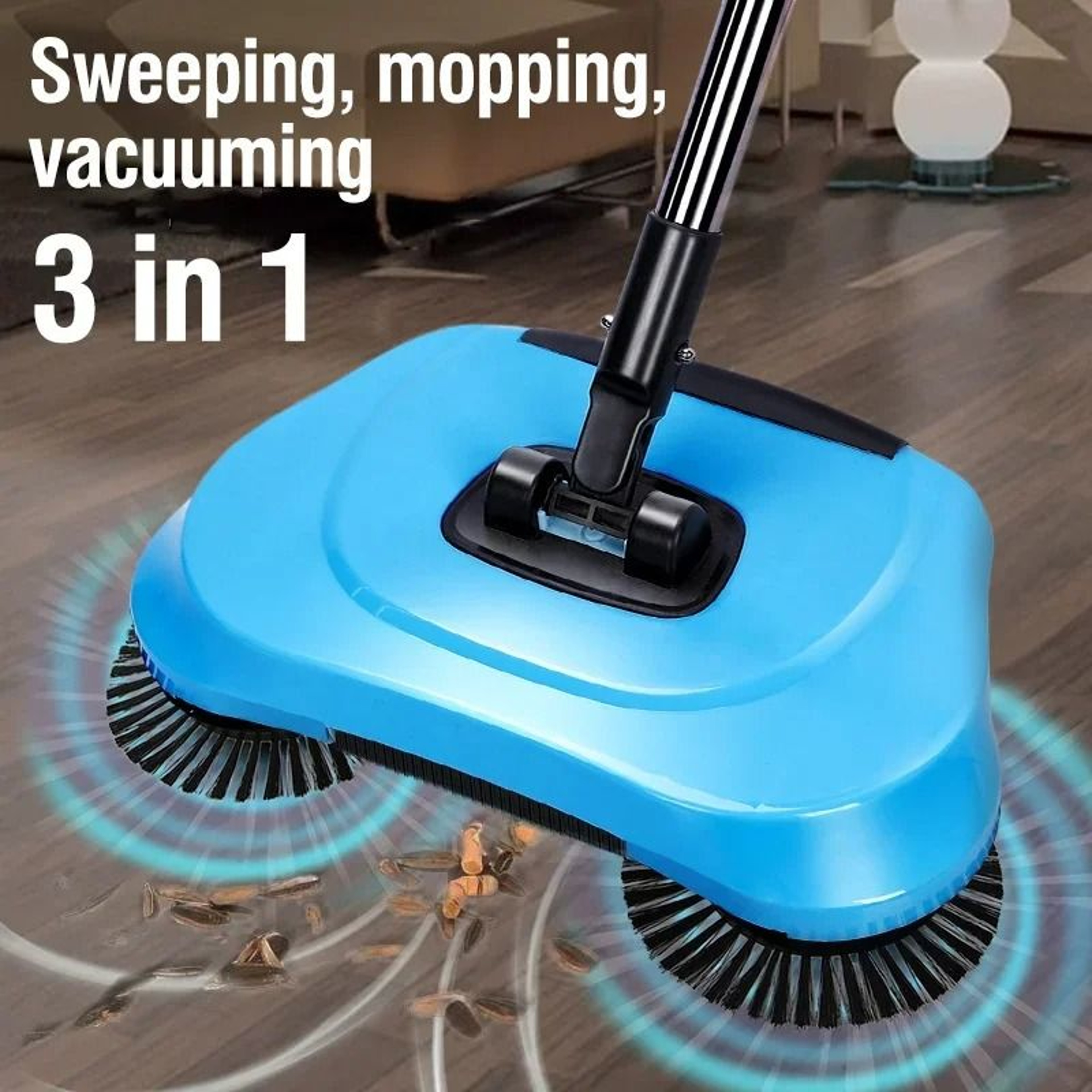 Multifunction Push Broom With Long Handle For Easy Floor And Carpet Cleaning 0