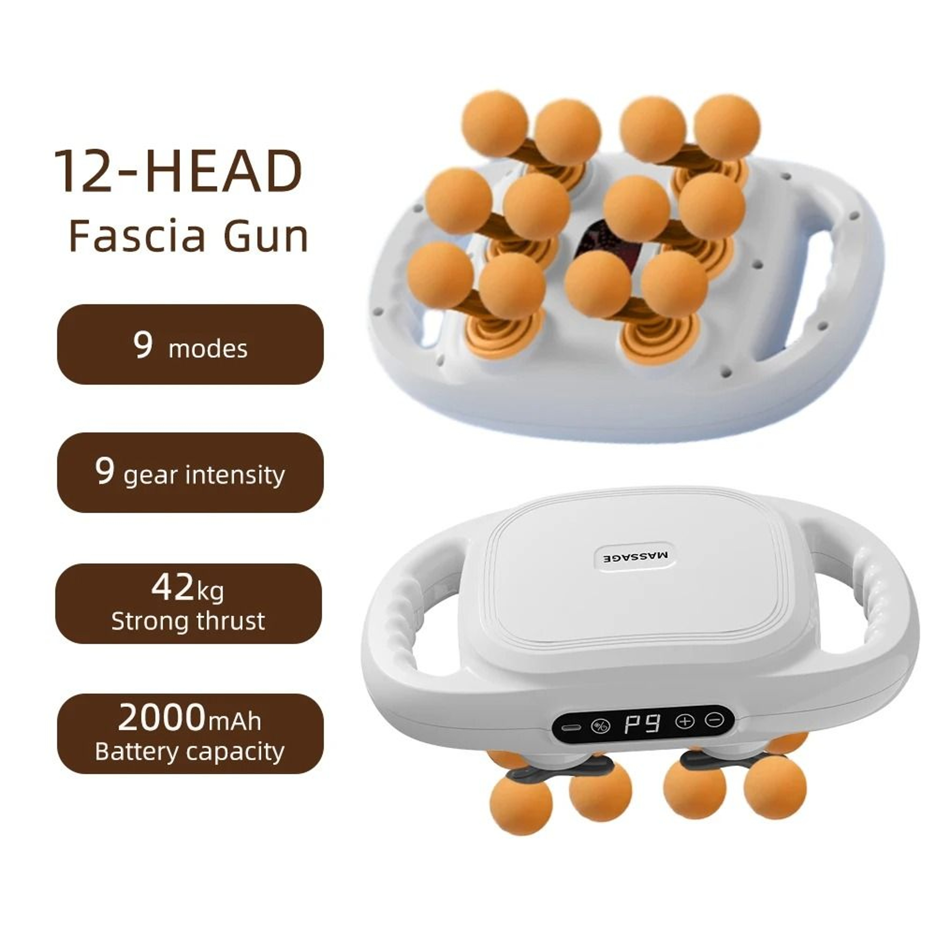 Fascia Gun High Frequency Vibration Body Massager With Multiple Heads 10