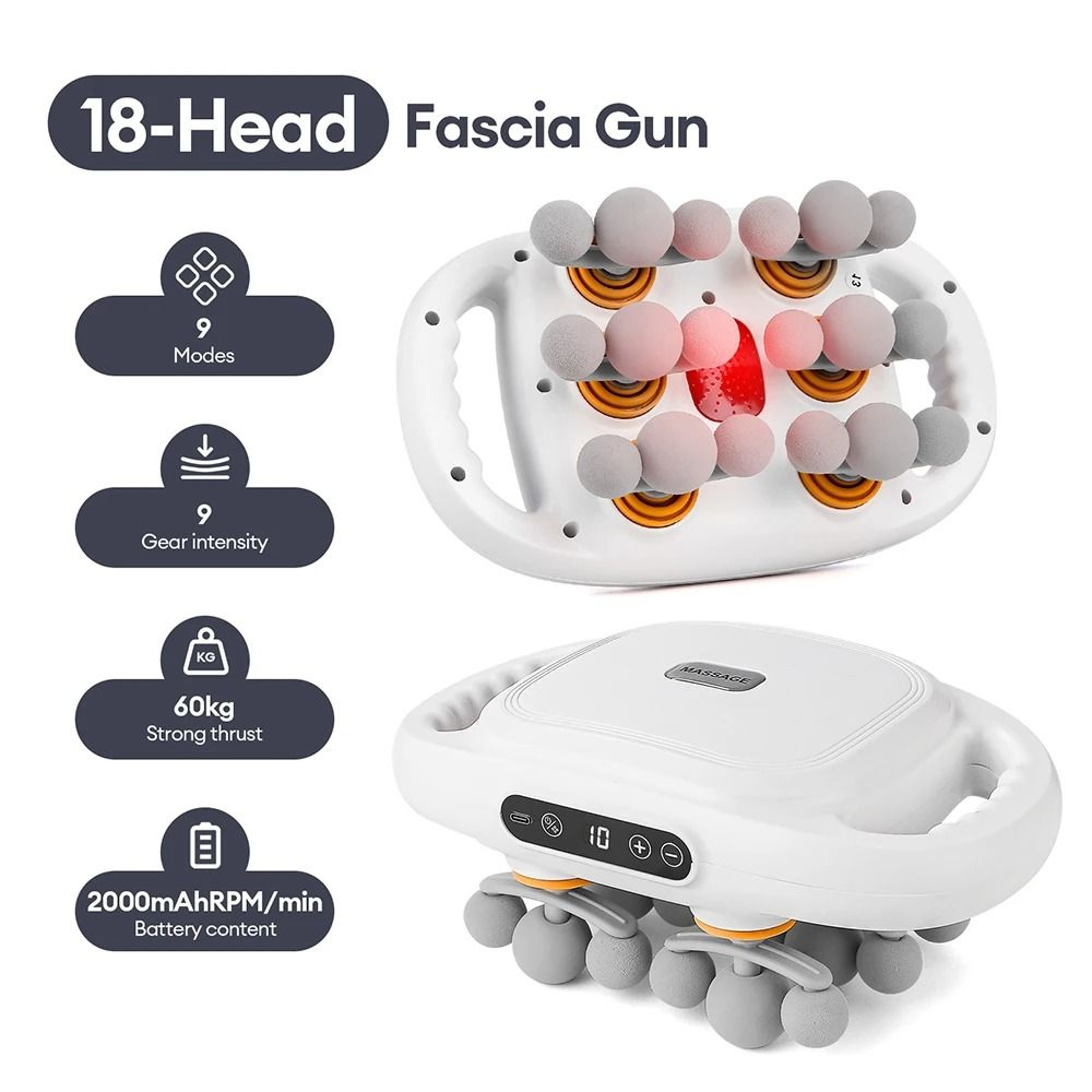 Fascia Gun High Frequency Vibration Body Massager With Multiple Heads 14