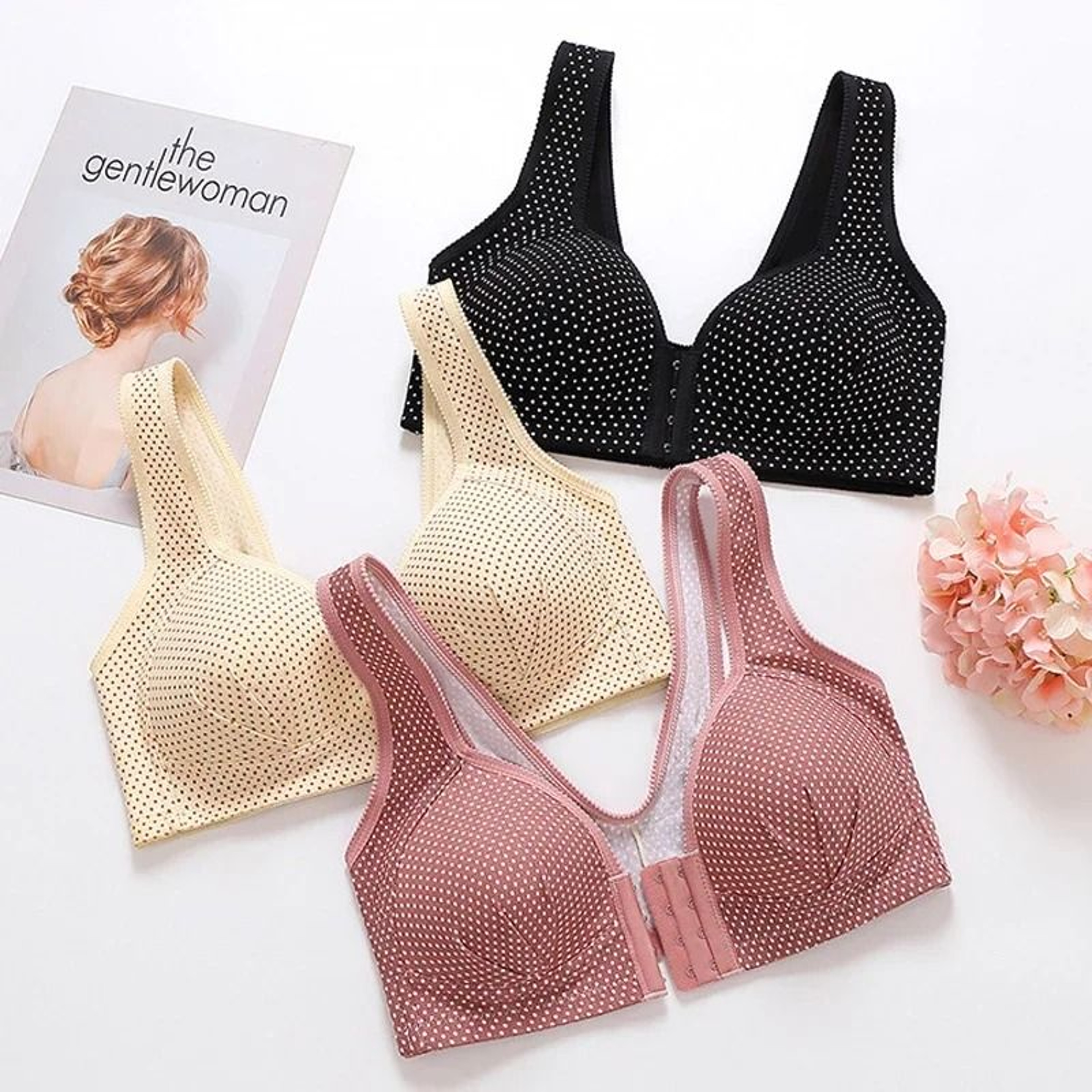 Wireless Push Up Front Closure Bra With Full Coverage For Big Busts 2
