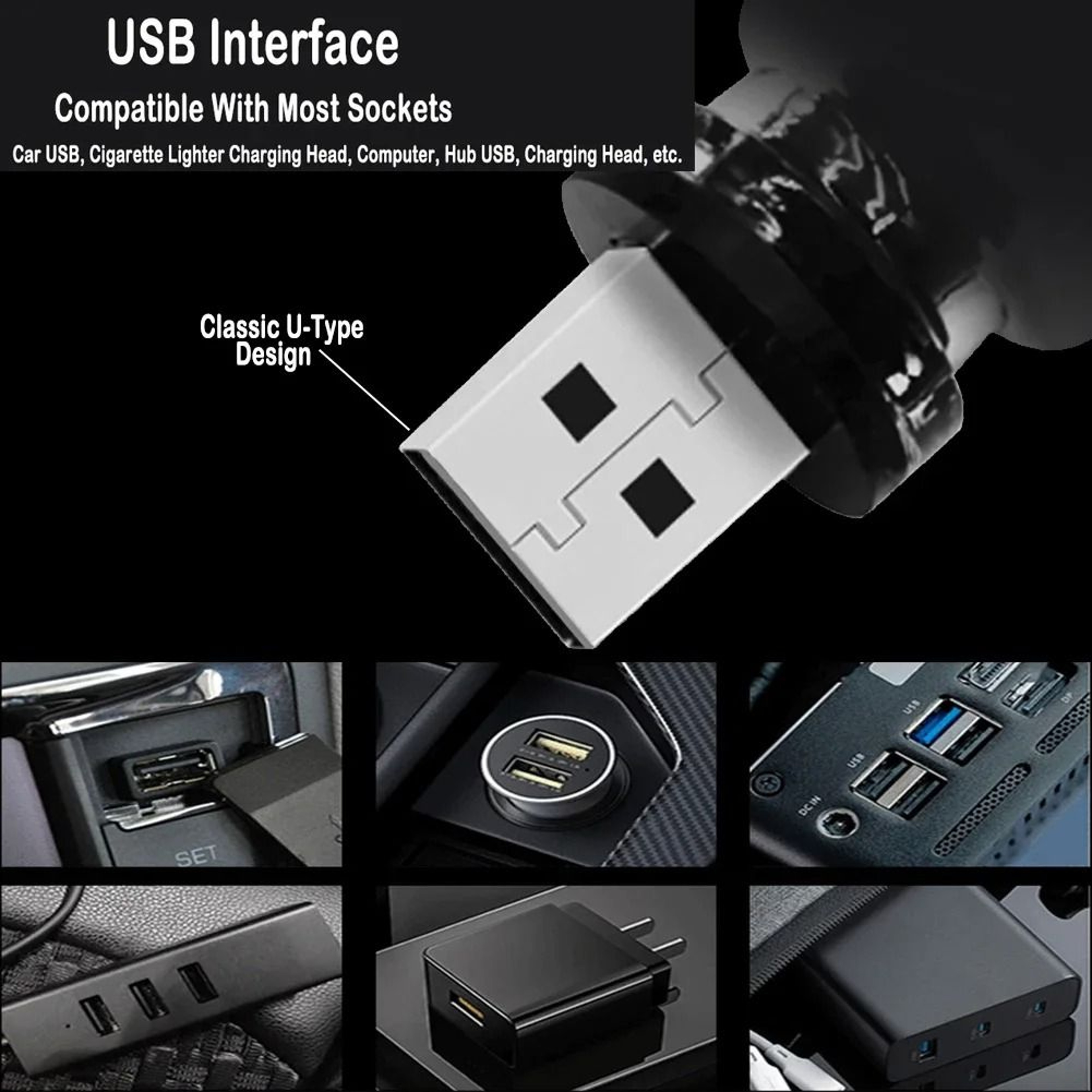 Car USB Night Light Touch Control LED Filament Lamp 4