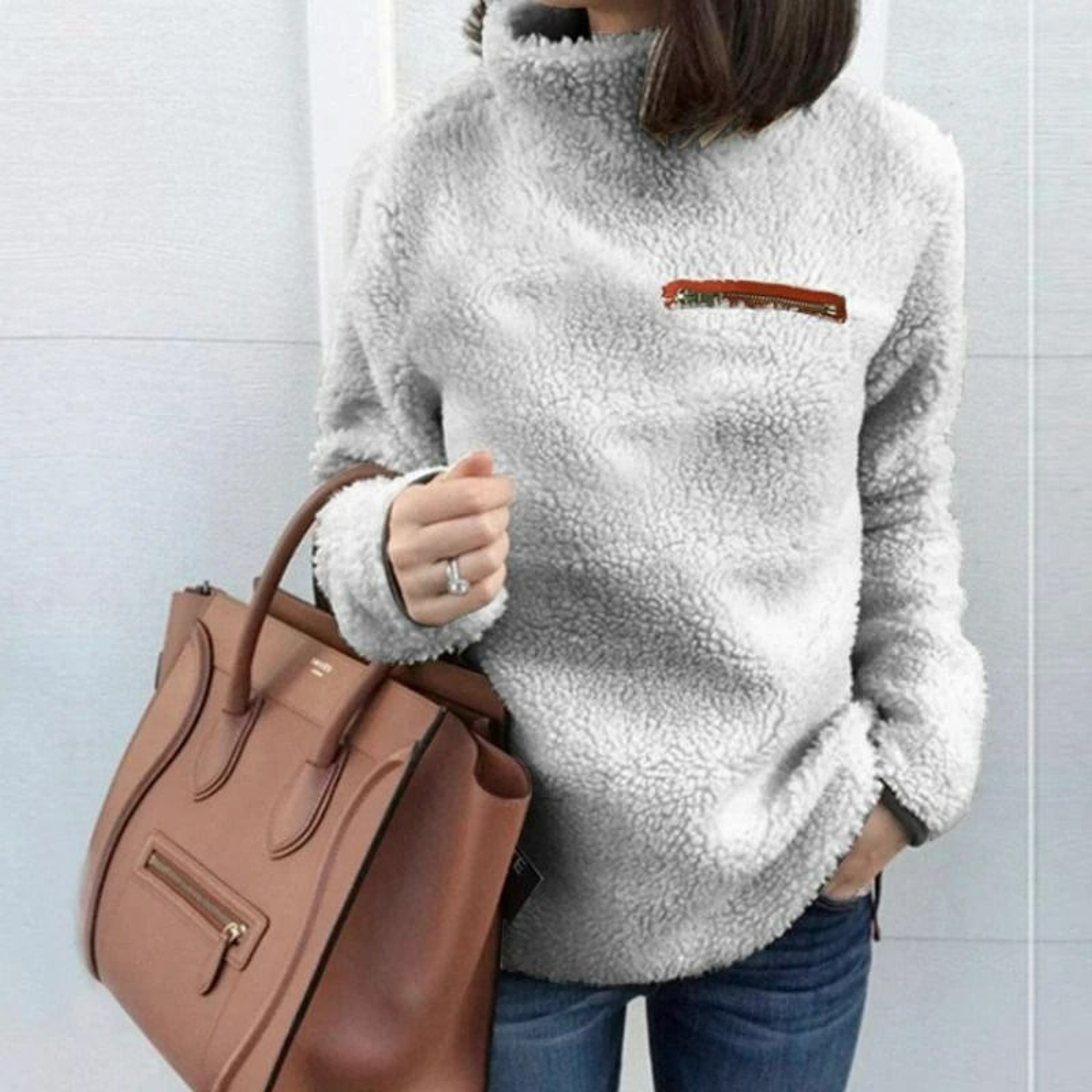 Womens Winter Soft Turtleneck Pullover Sweater With Zipper 5
