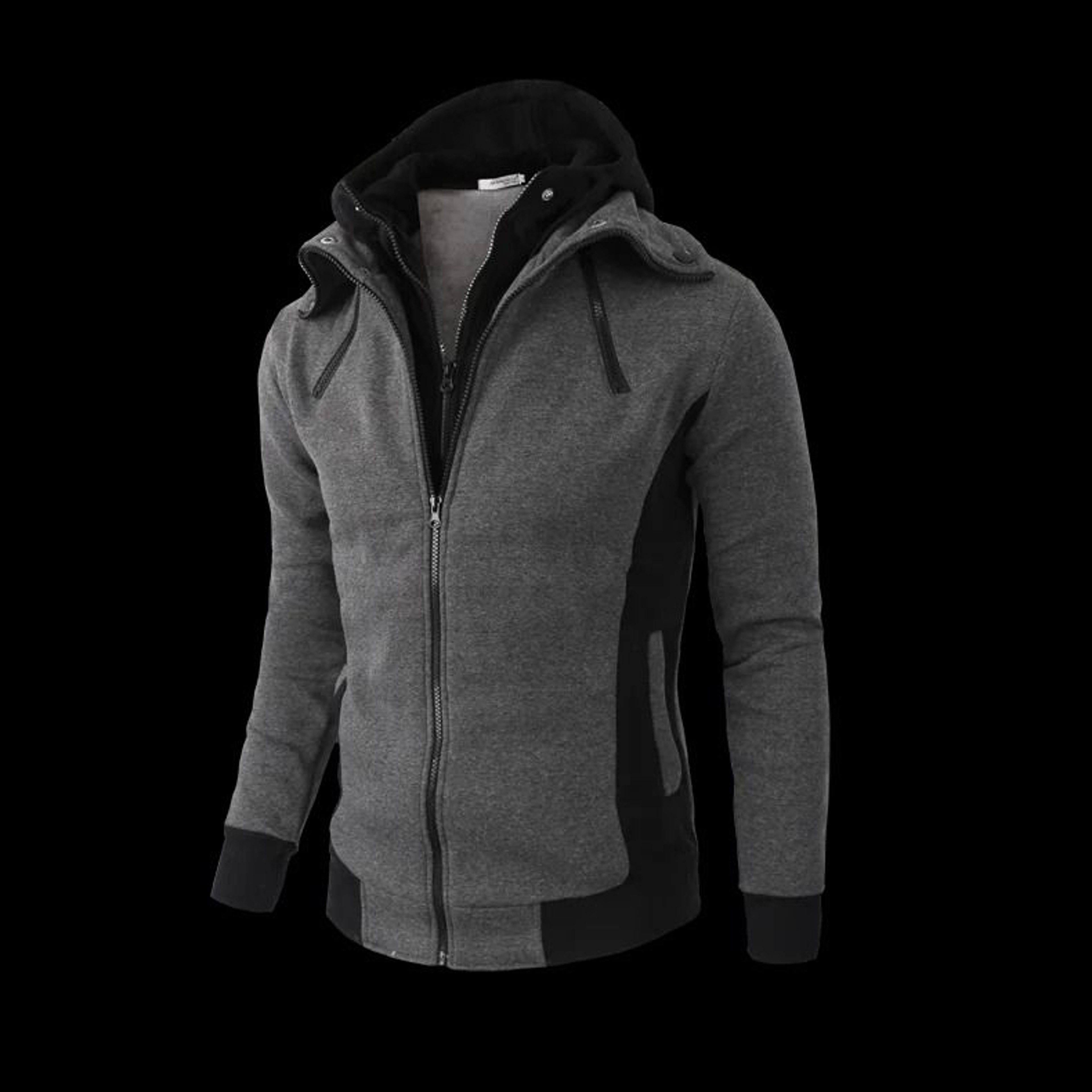 Mens Zip Up Fleece Bomber Jacket Hooded Casual Coat 5