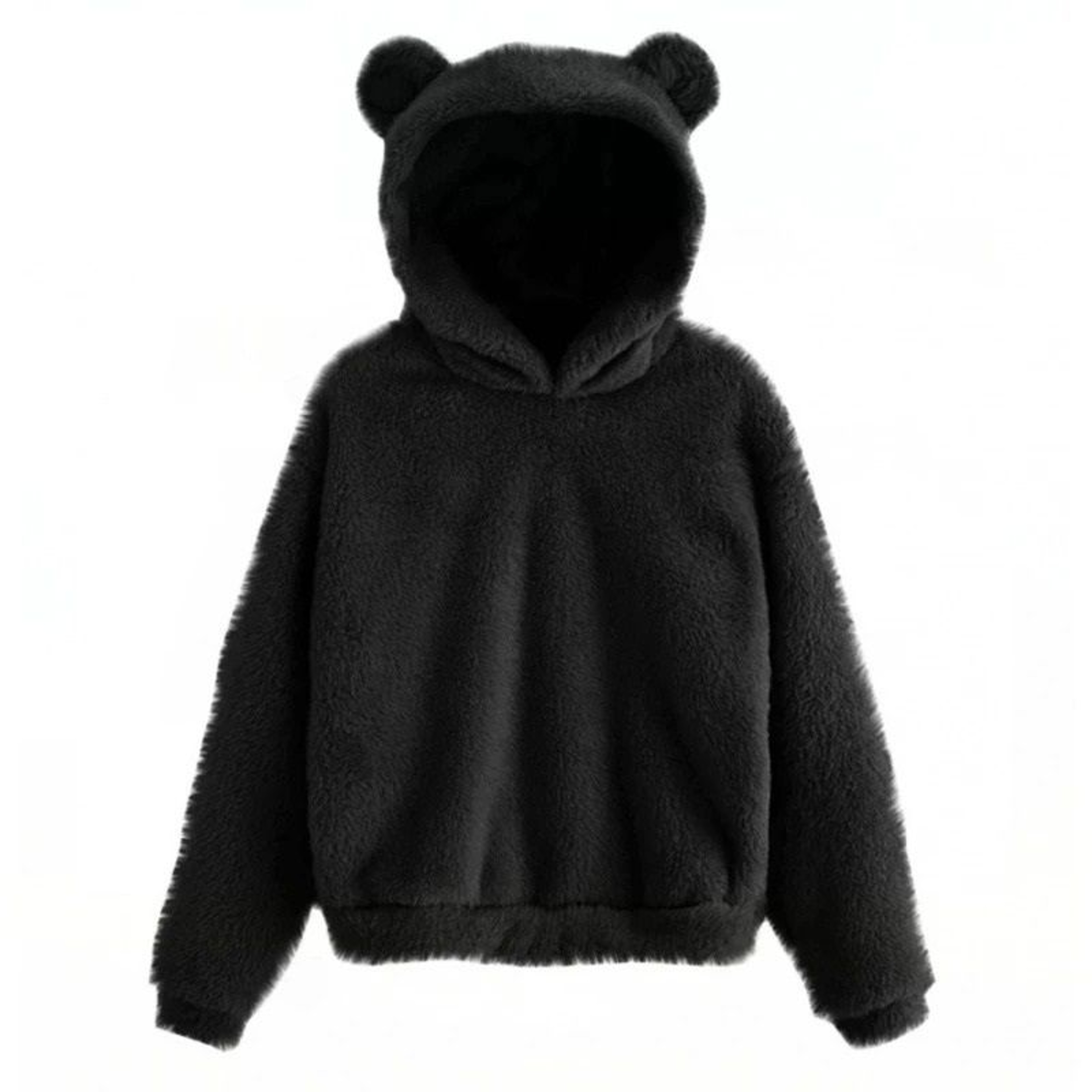 Womens Plush Rabbit Ear Hoodie With Long Sleeves 3