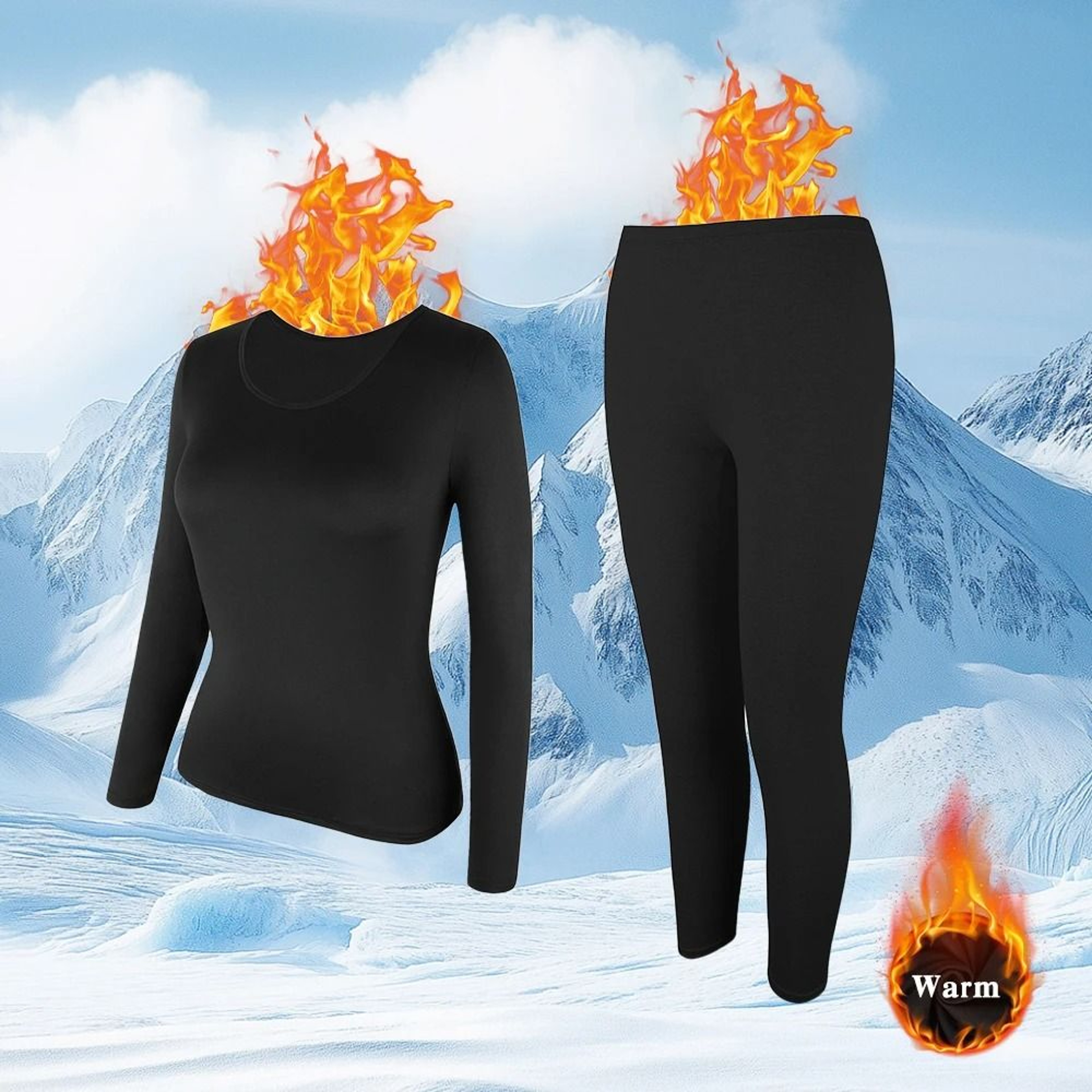 Womens Thermal Underwear Set Long Johns With Polyester Lining 0
