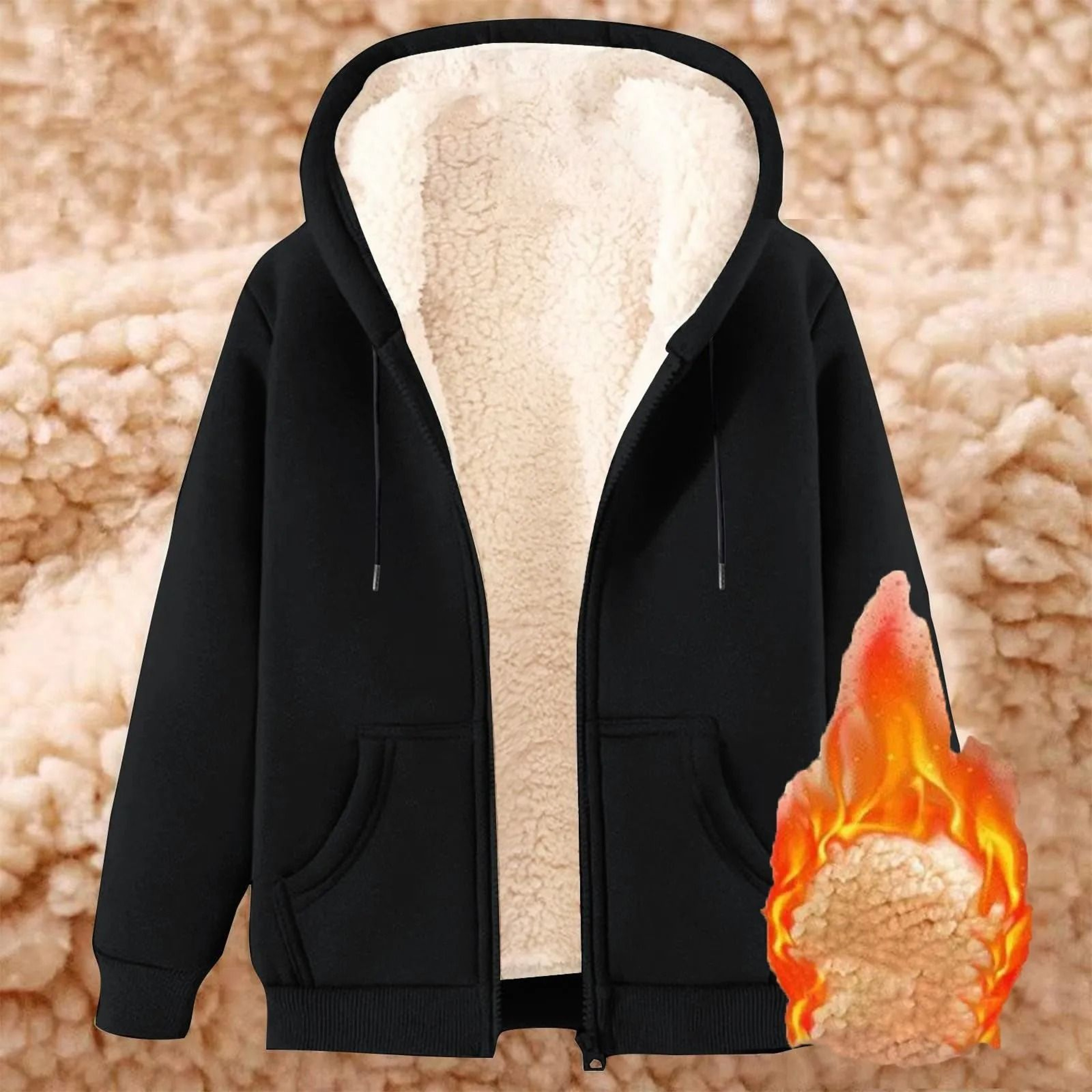 Womens Fleece Lined Zip Up Hoodie With Pockets 8