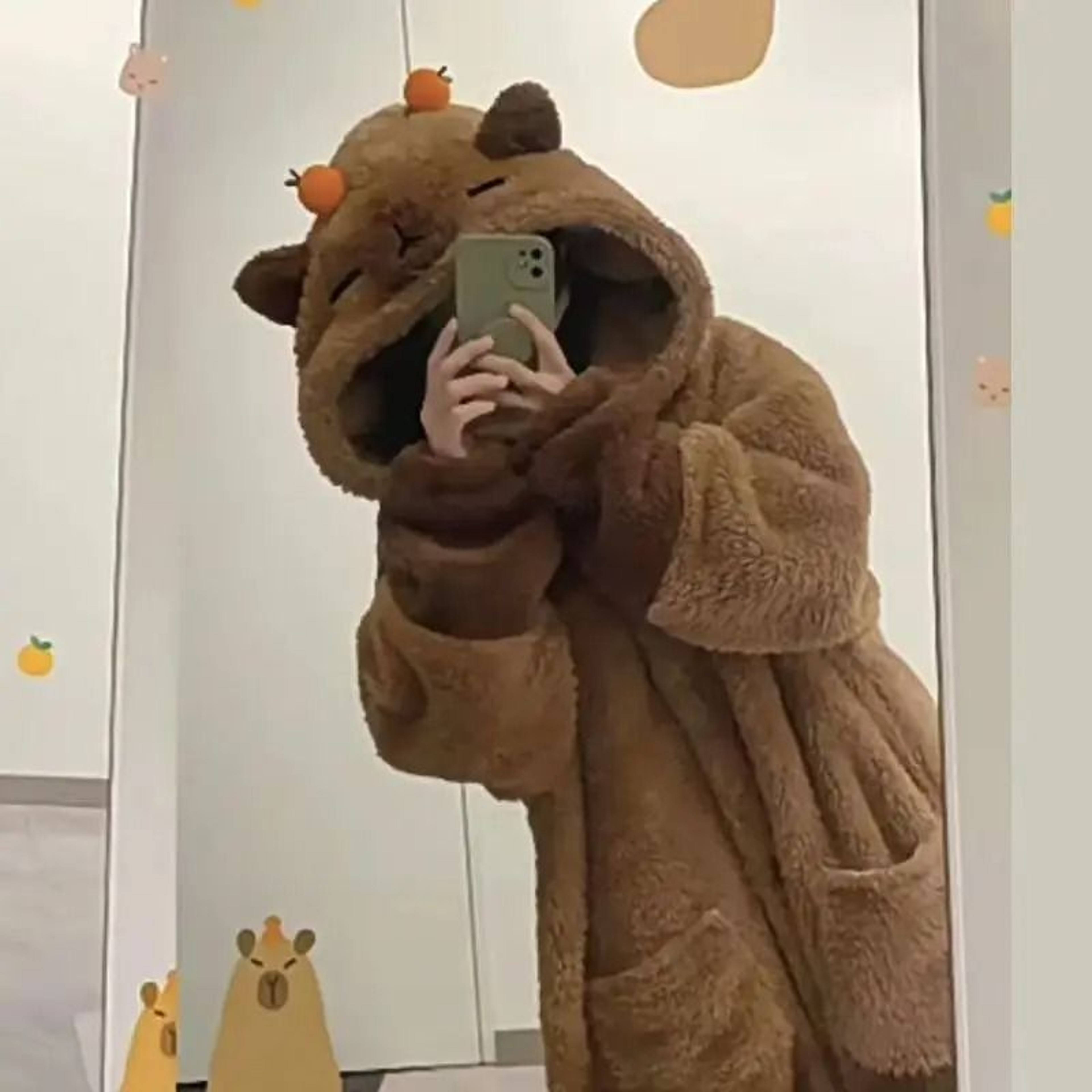 Capybara Cosplay Pajama Set With Robe And Accessories 3