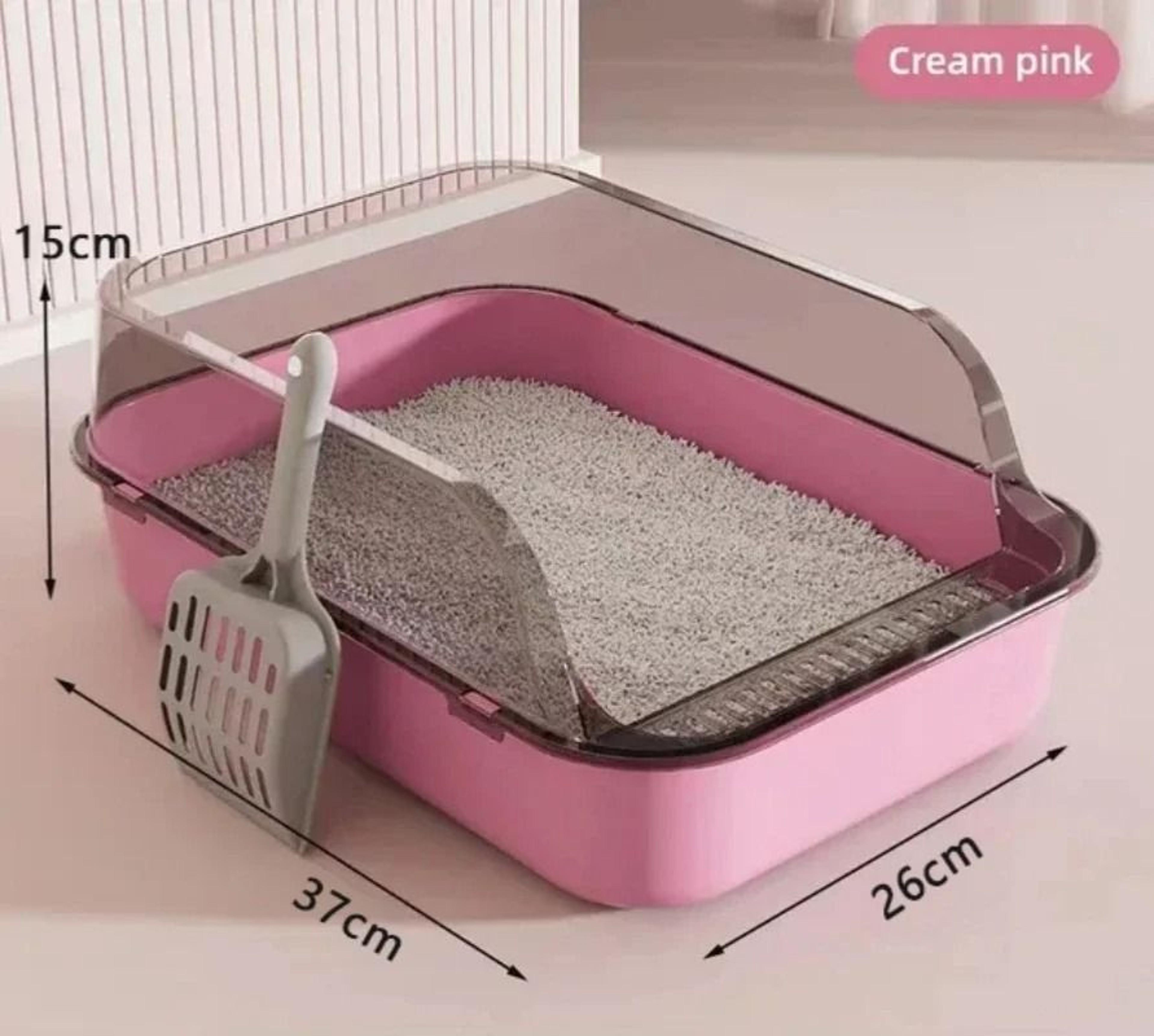 Semi Enclosed Cat Litter Box Splashproof Kitty Toilet With Easy Cleaning Tray 1