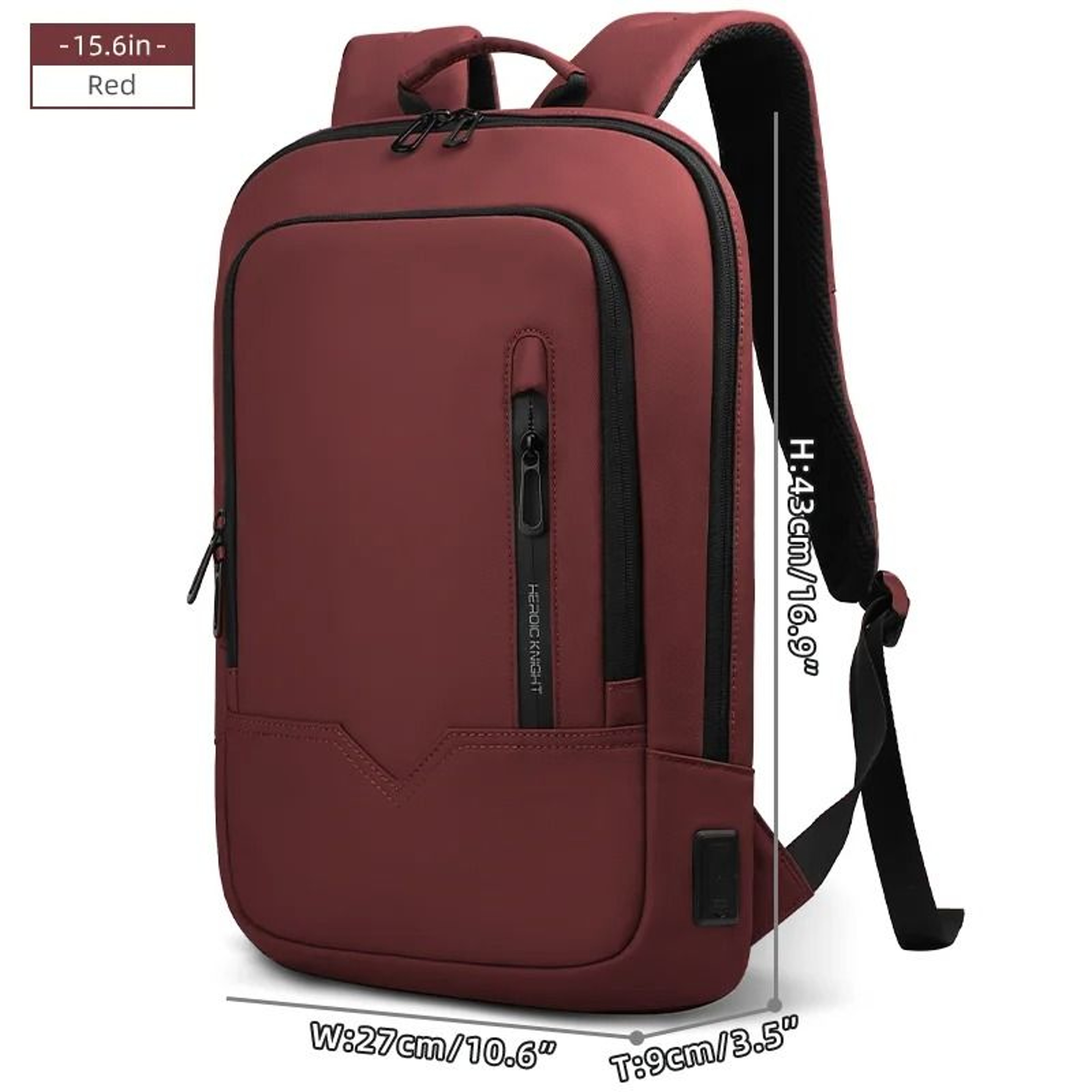 Slim Waterproof Laptop Backpack For Men With USB Port Business Travel Bag 14