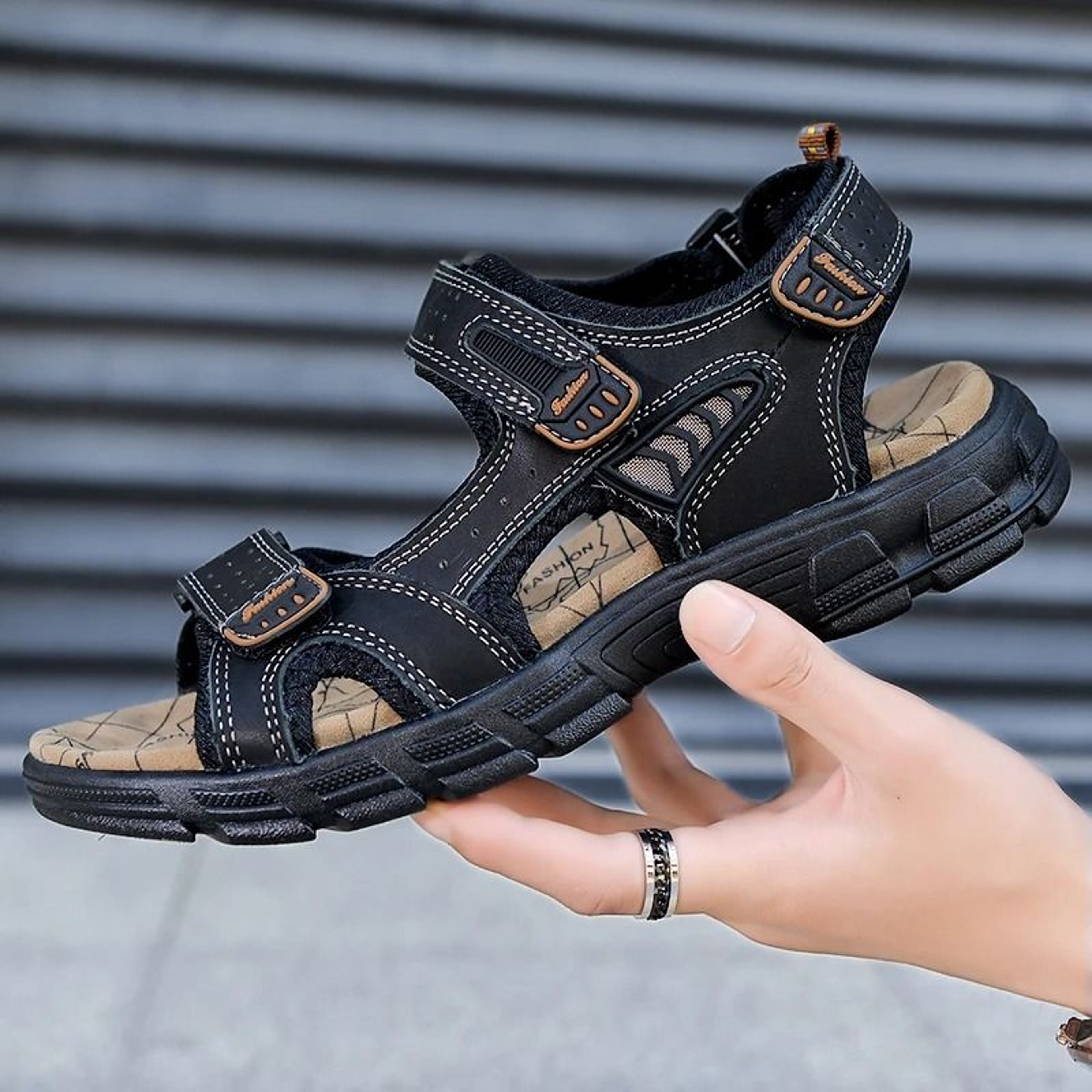 Classic Leather Mens Sandals Comfortable Outdoor Summer Shoes 1