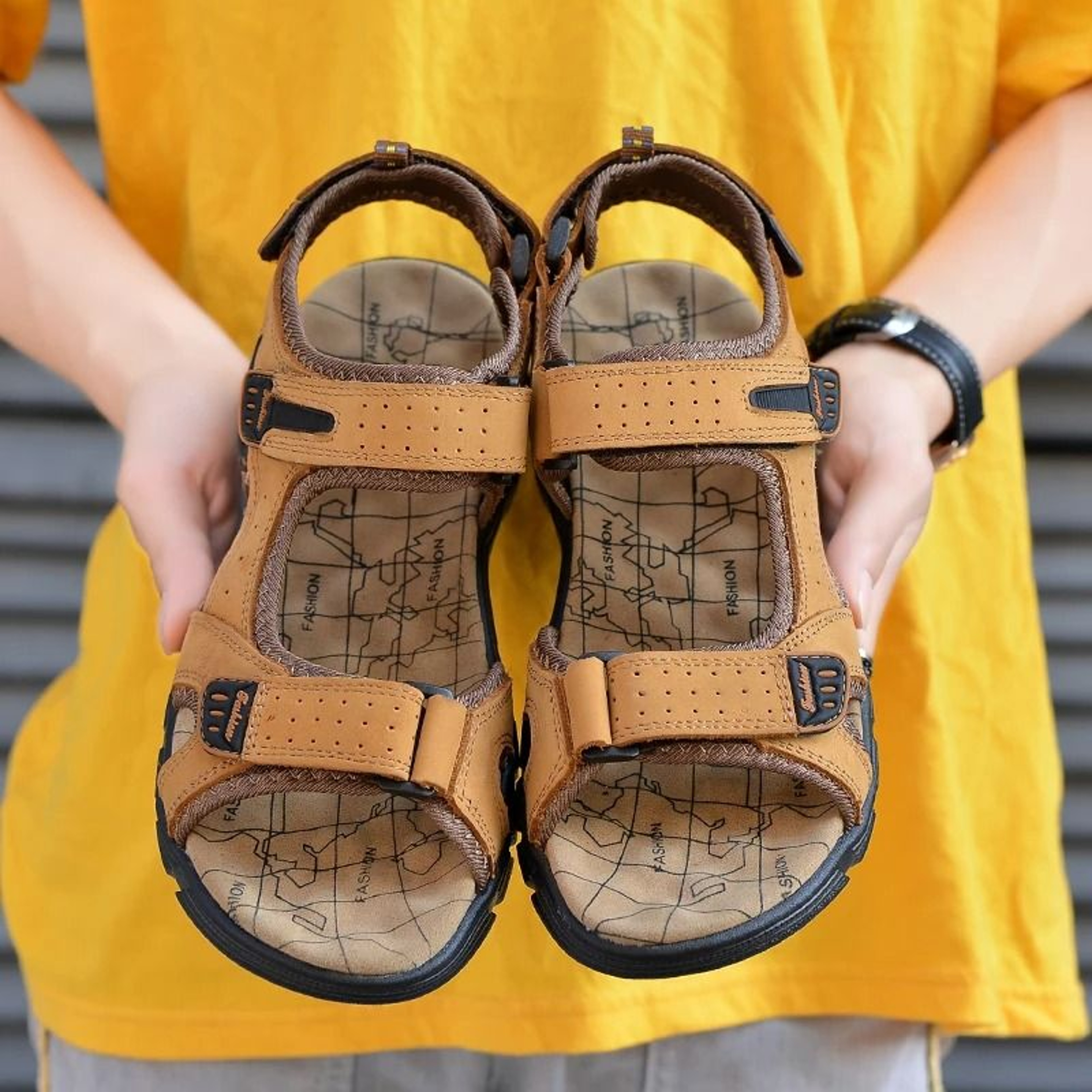 Classic Leather Mens Sandals Comfortable Outdoor Summer Shoes 3