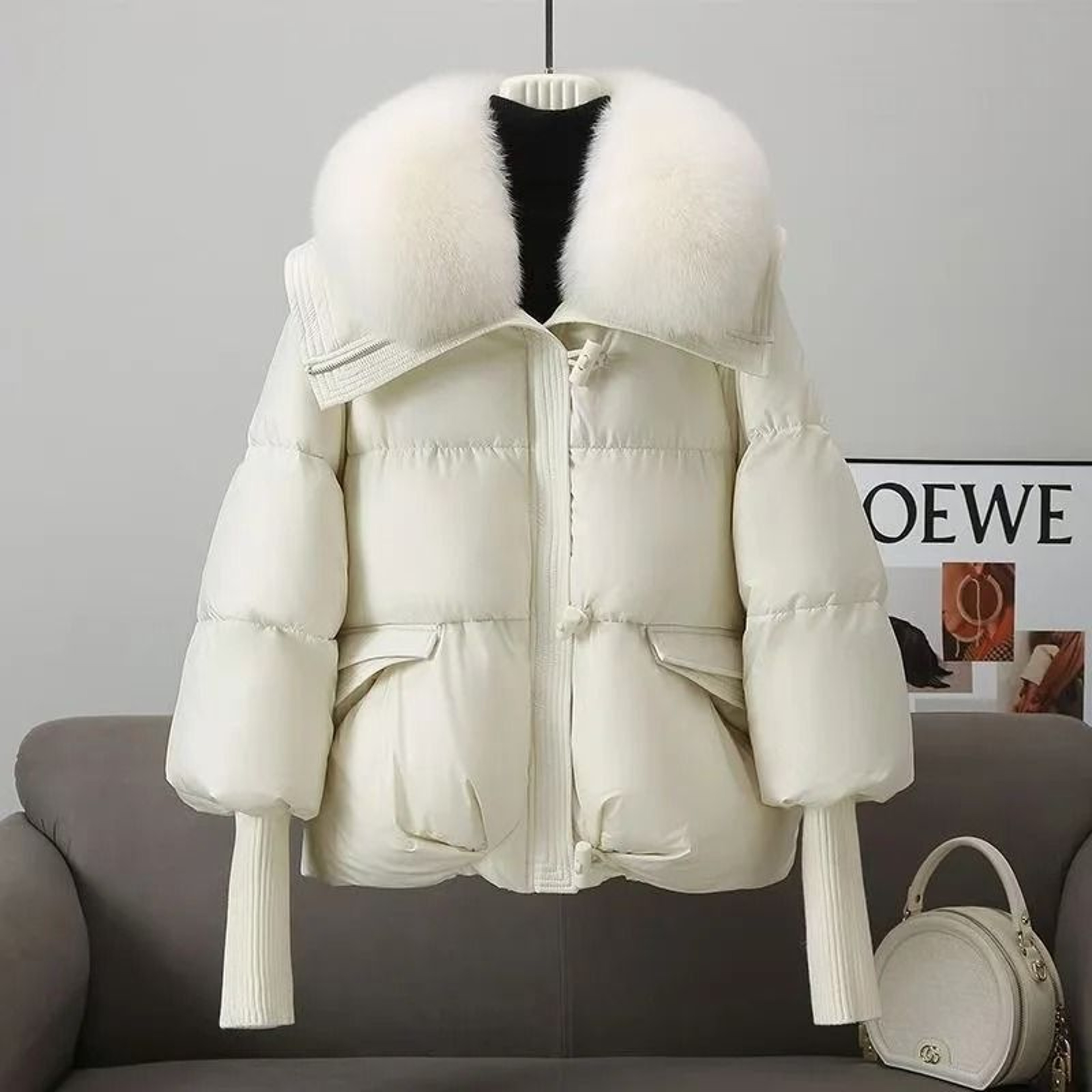 Winter Down Cotton Padded Jacket For Women With Fur Collar 7