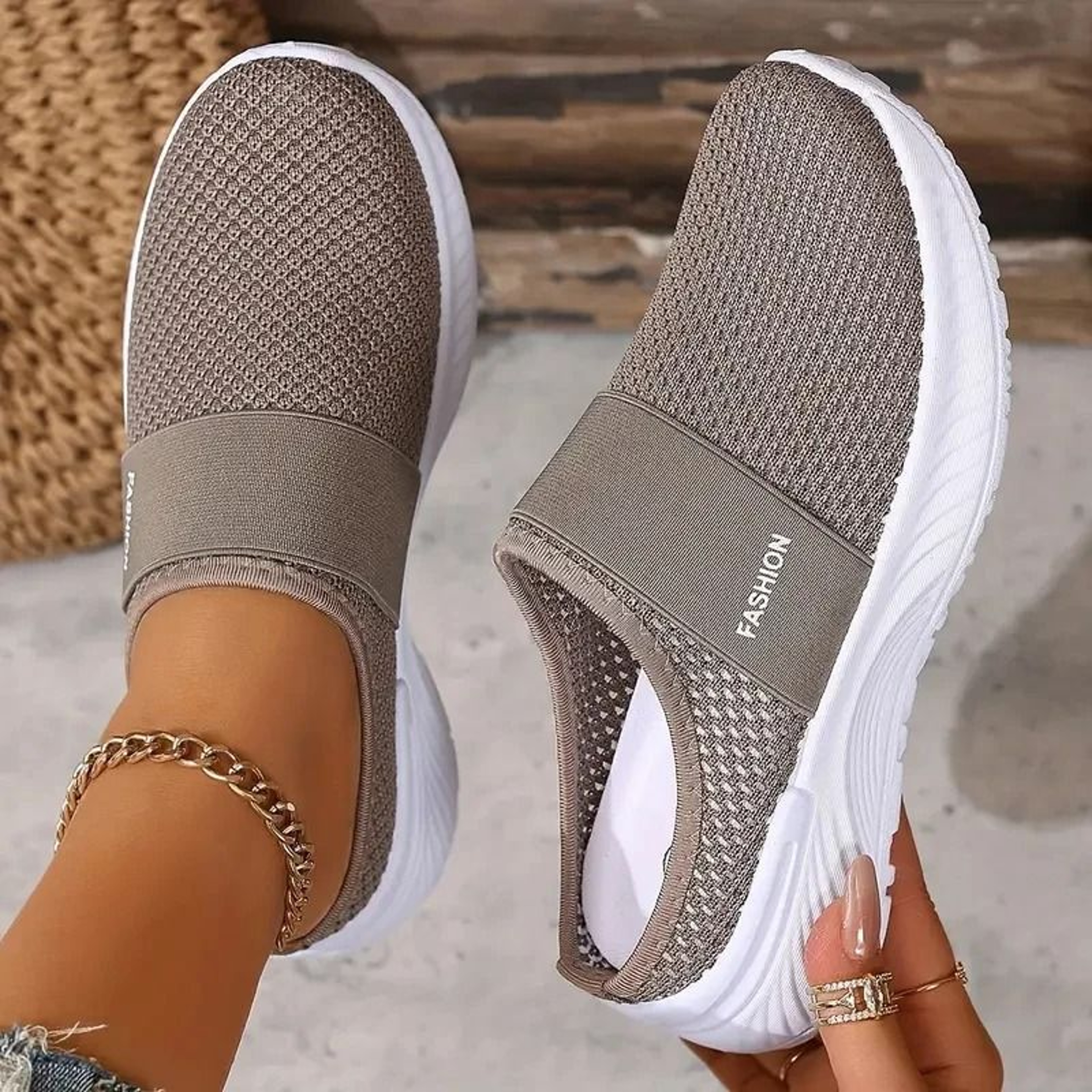Womens Mesh Slip On Sneakers Comfortable Casual Walking Flats 6