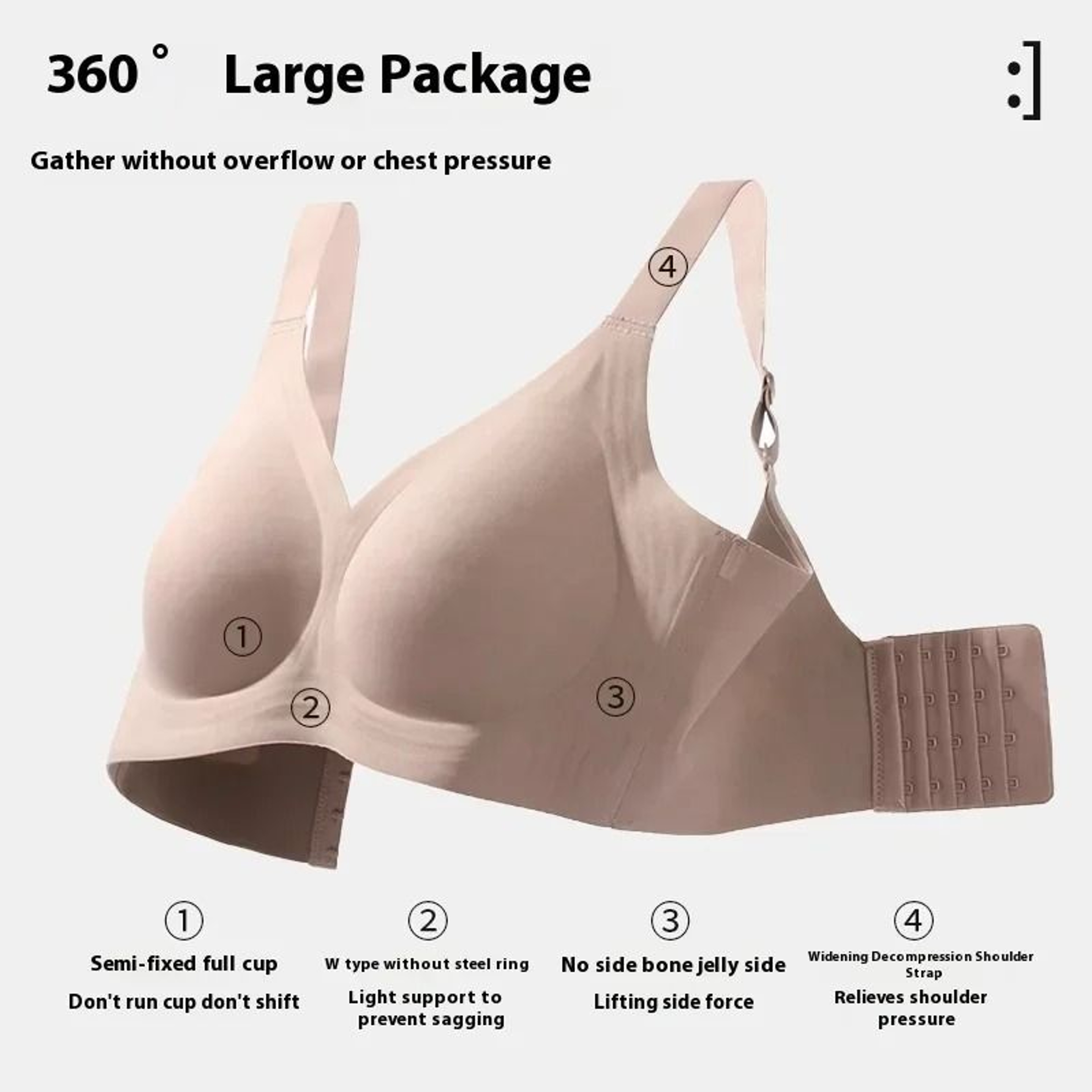 Plus Size Seamless Wireless Bra With Push Up Support 2