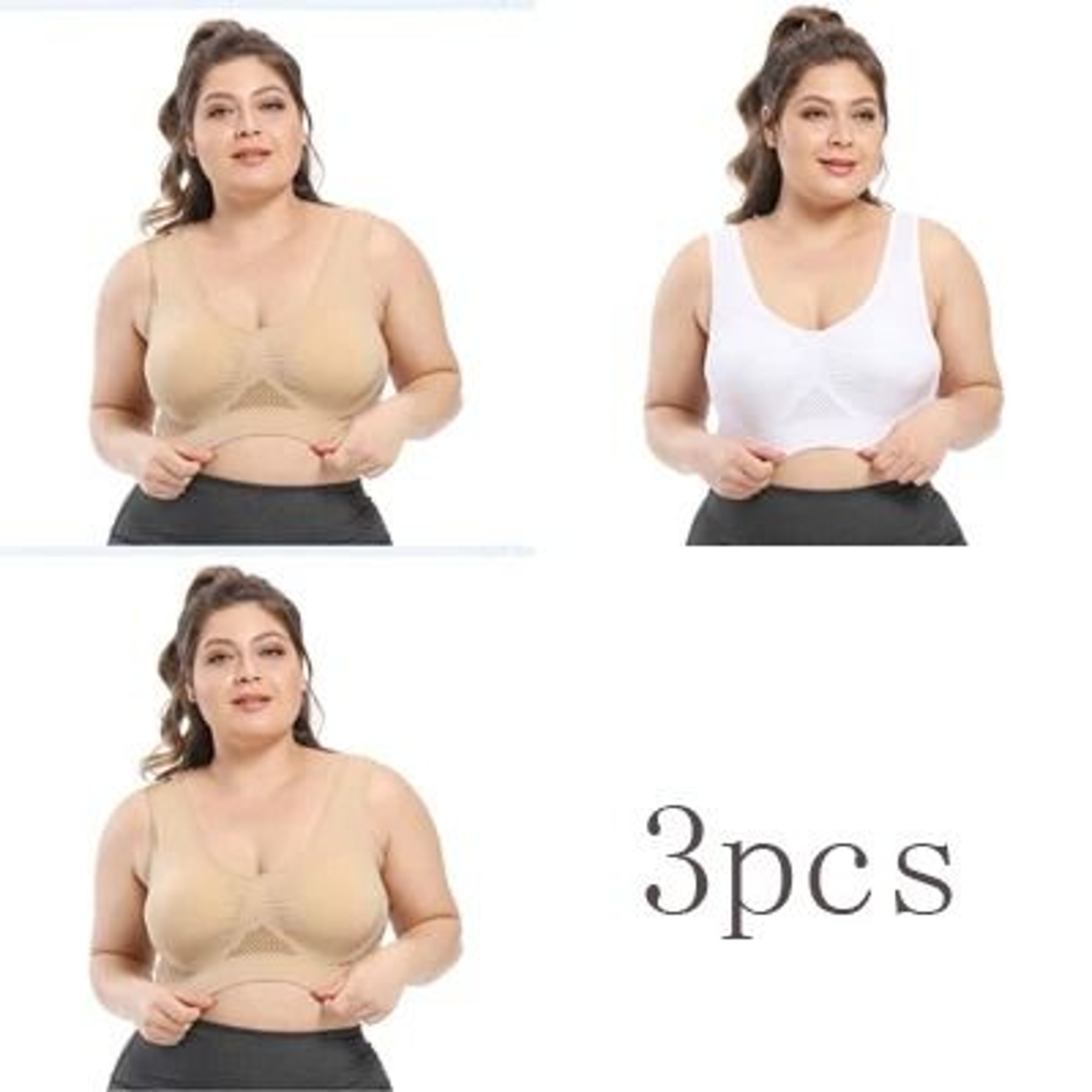 3 Pack Seamless Plus Size Bras With Pads And Wireless Comfort 8