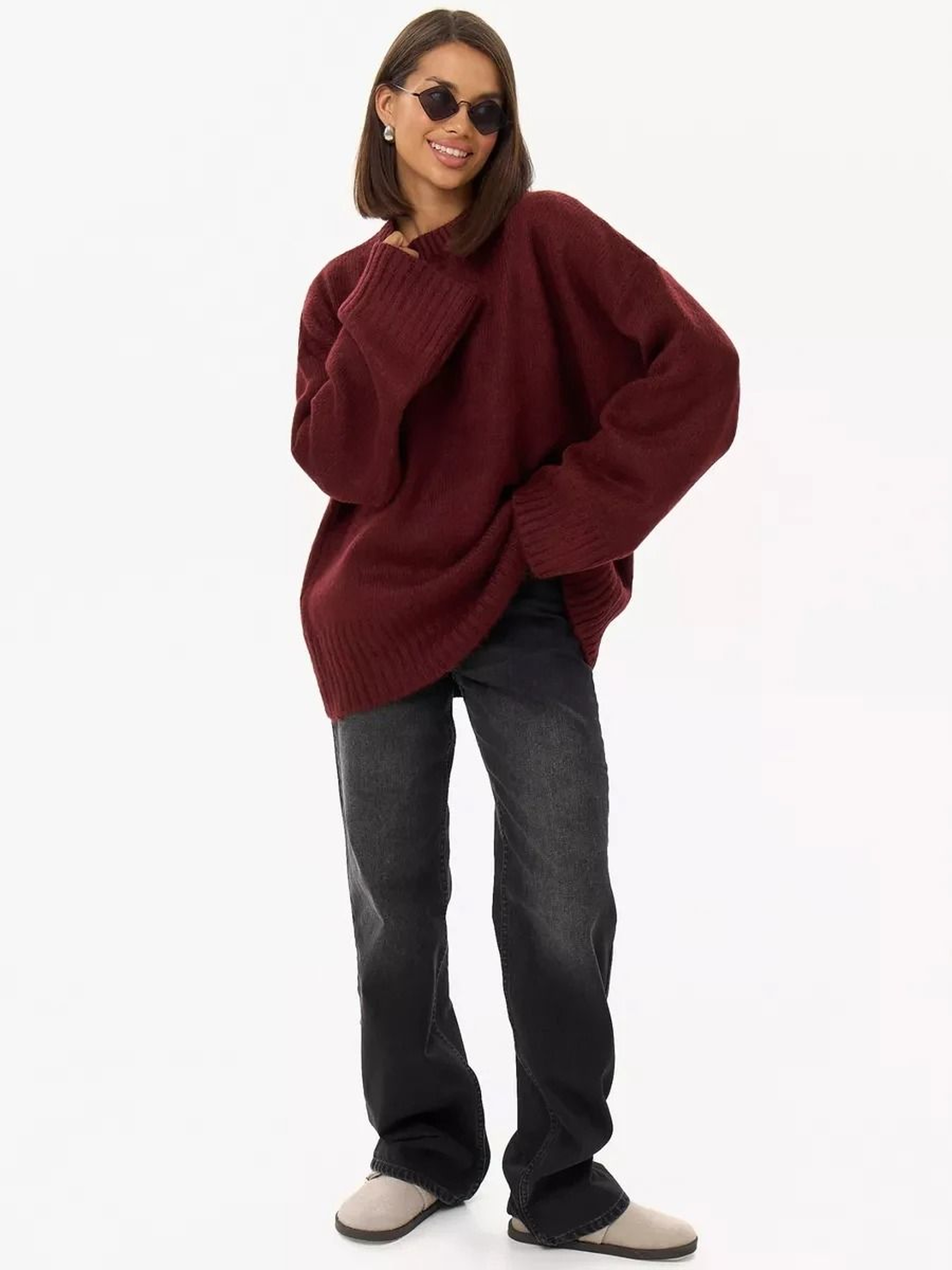 Cozy Oversized Womens Sweater Knitted Winter Pullover 0