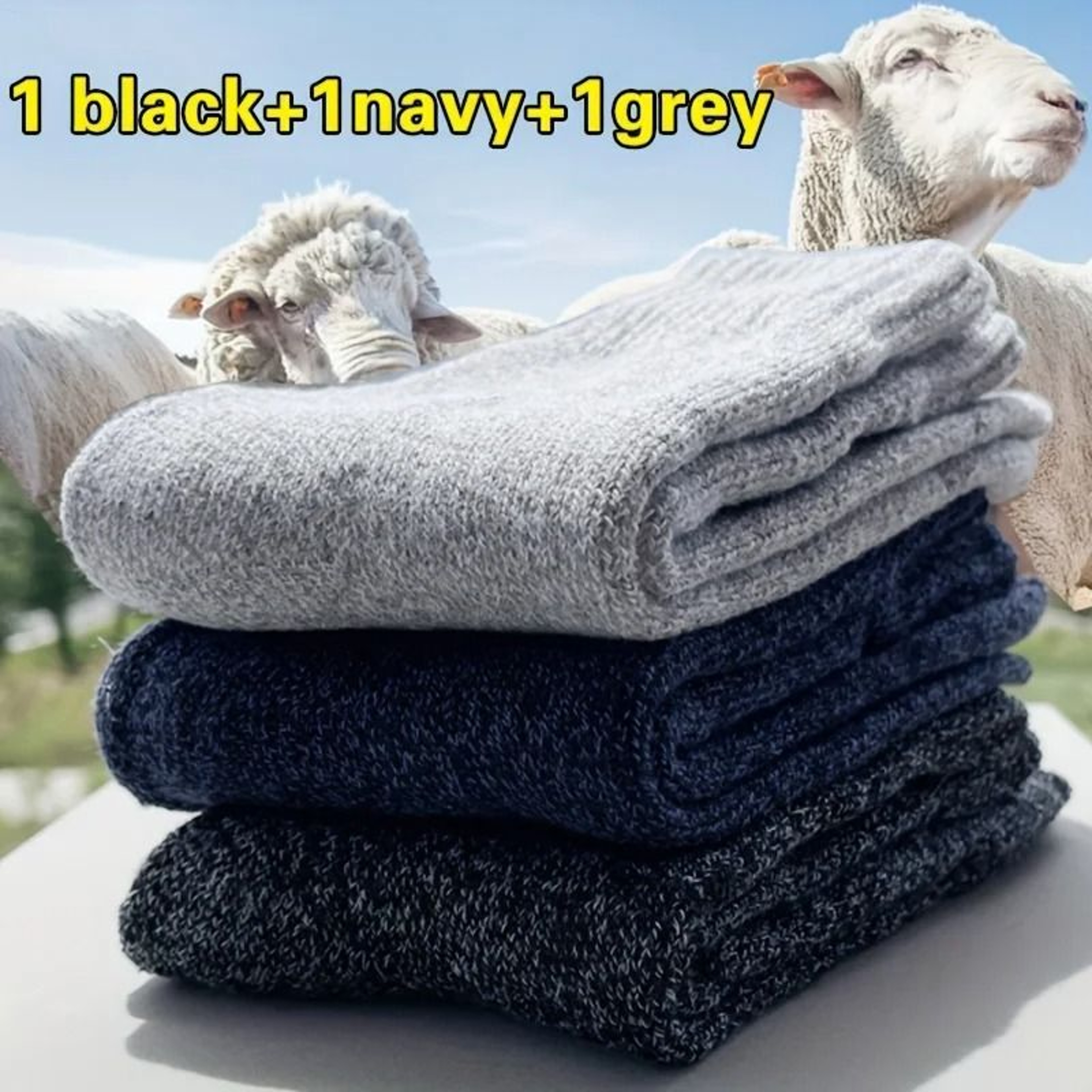 Set Of Three Thick Warm Winter Socks For Men Mid Calf 9
