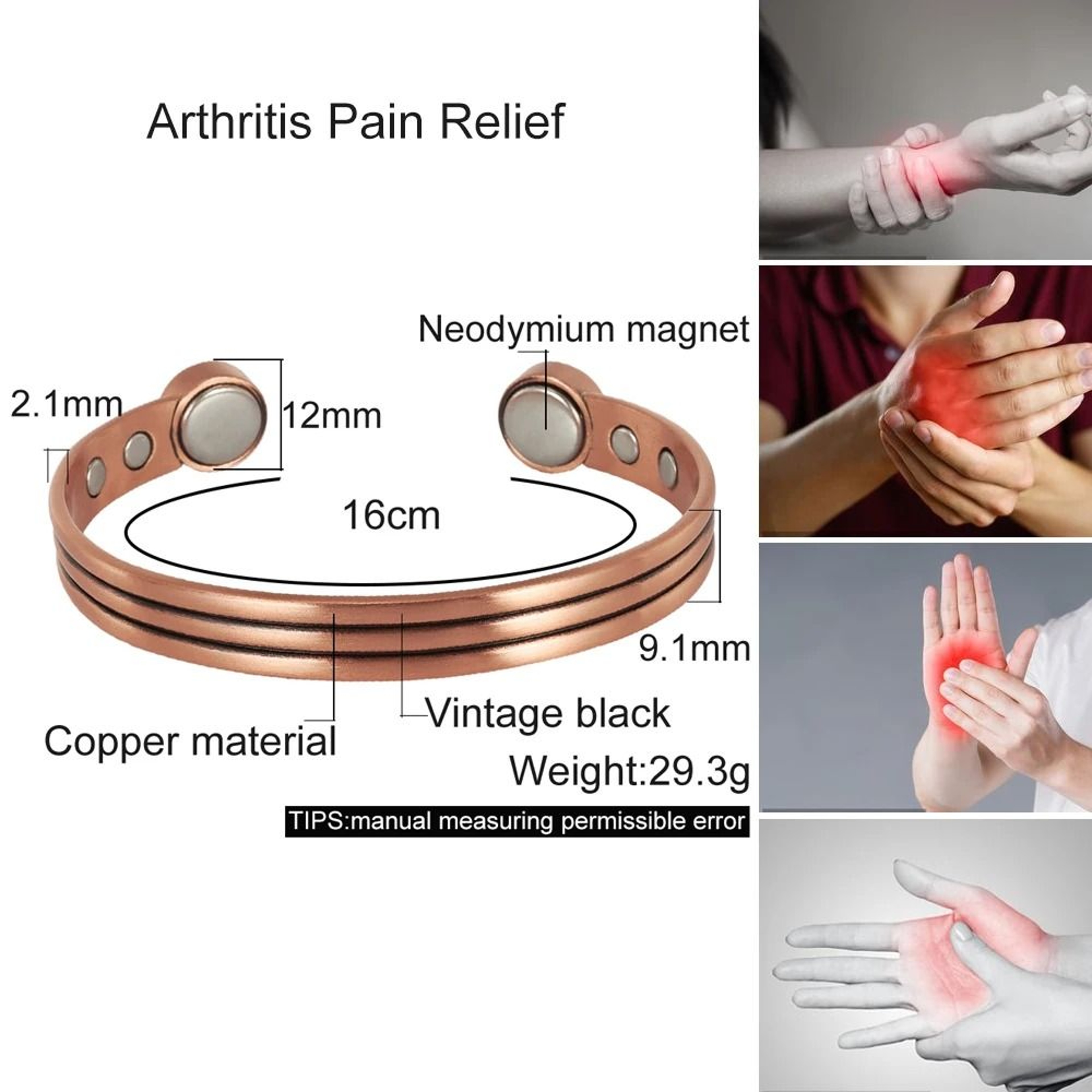 Pure Copper Magnetic Bracelet With Adjustable Design 1